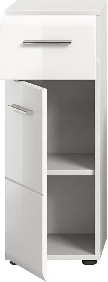 WELLTIME Stauraumschrank Florenz Weiß Hochglanz 1 Tür 1 Schublade - Bild 4