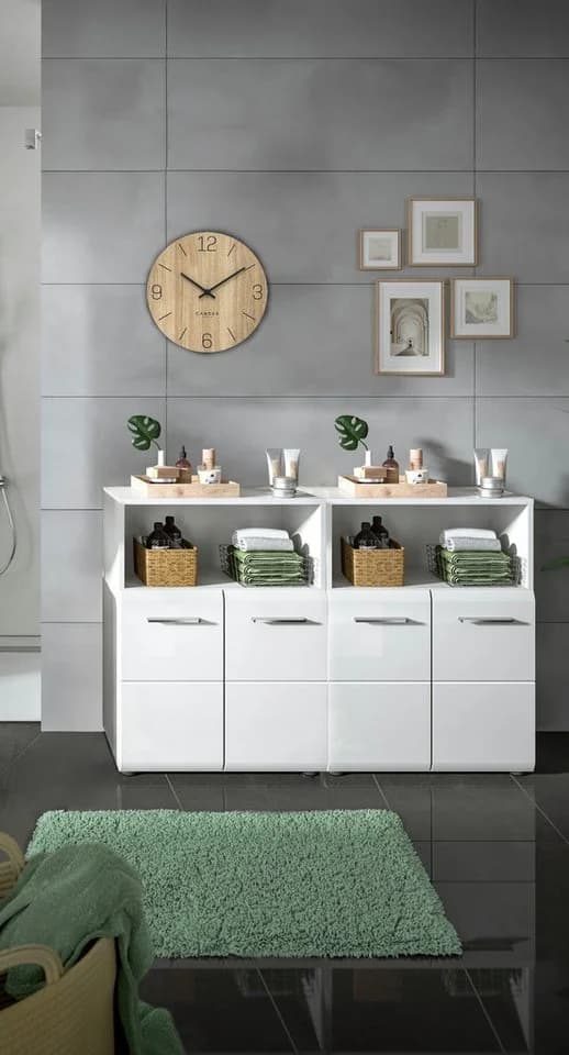 WELLTIME Badmöbel-Set Florenz 2-tlg. Weiß Hochglanz MDF