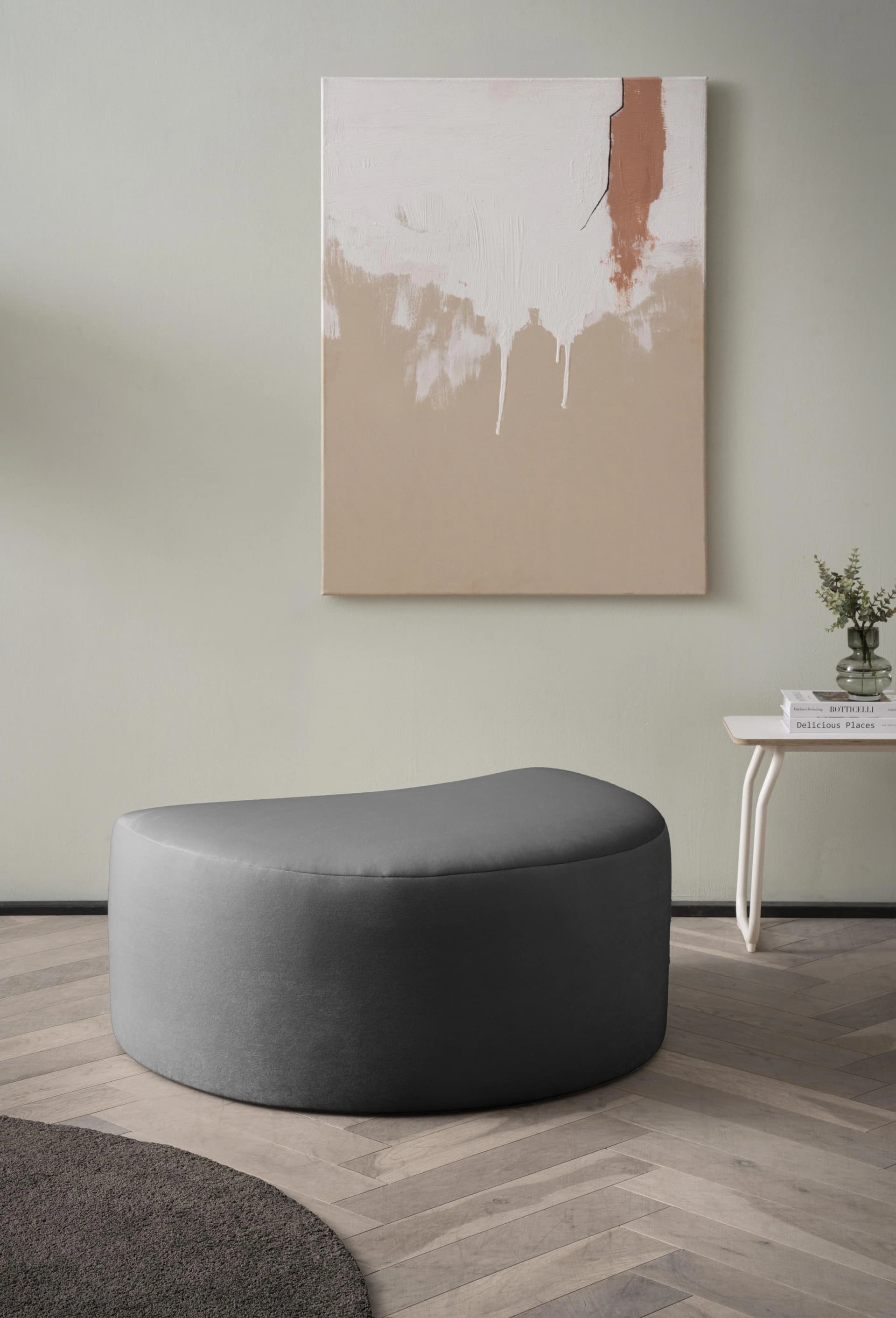 LeGer Home Hocker Isalie Grau Polsterhocker Samtoptik
