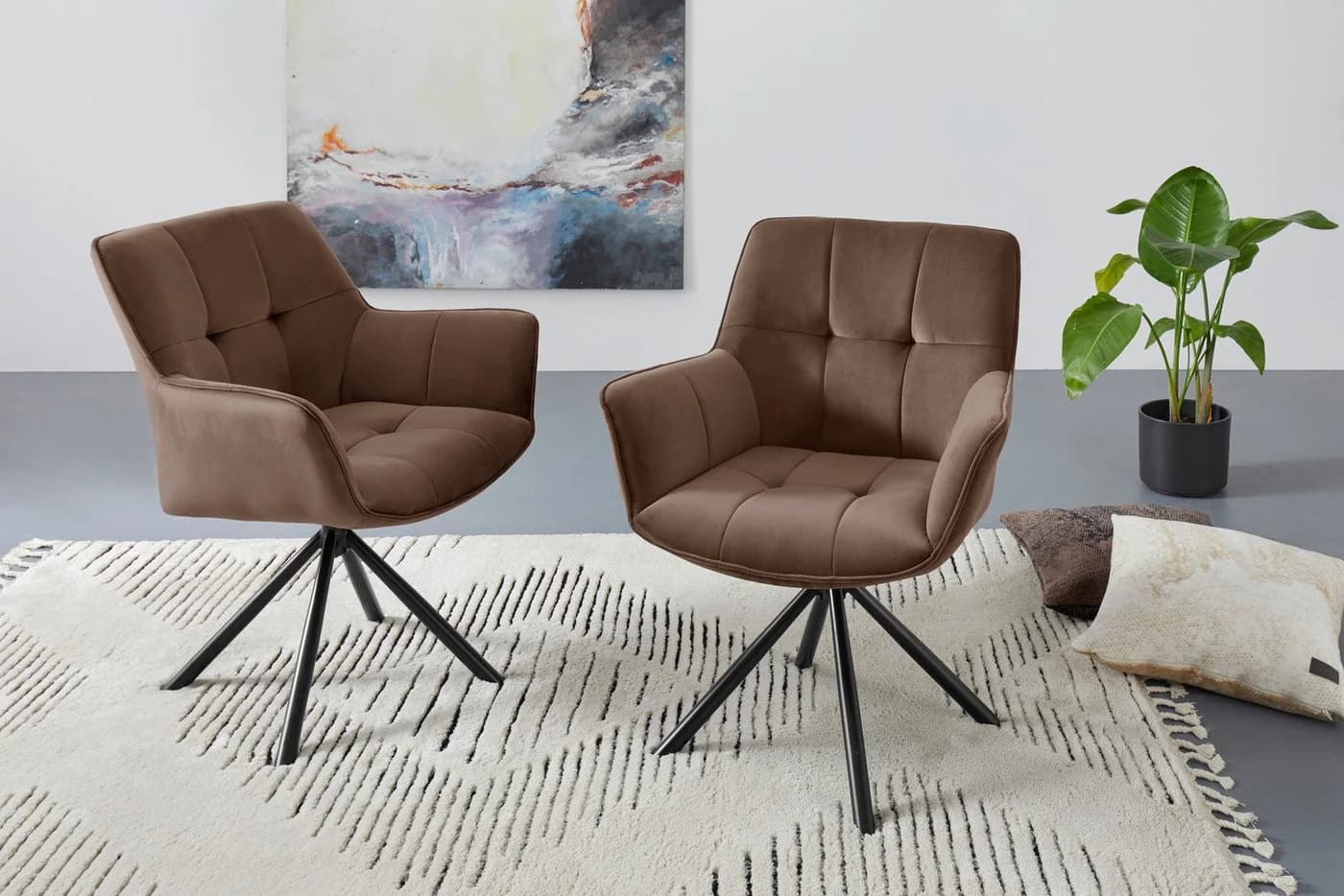 OTTO HOME Lika Drehstuhl 2er Set Braun Samt - Bild 2