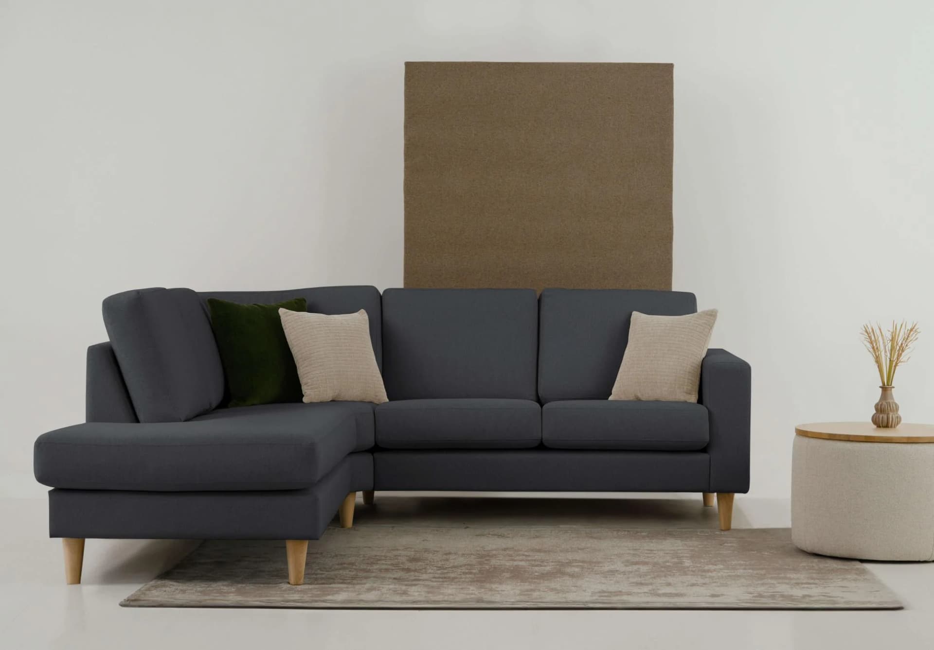 OTTO HOME Ecksofa Tvinno Anthrazit L-Form mit Massivholzfüßen