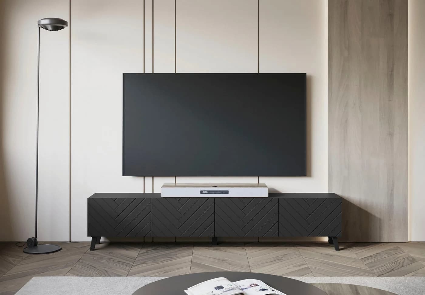 HOME AFFAIRE Lowboard PHUKET Schwarz Strukturfront Soft-Close - Bild 5