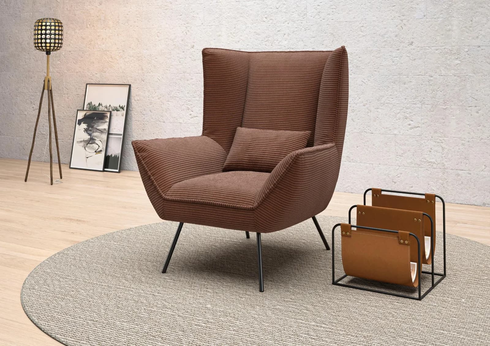 HOME AFFAIRE Kilrea Relaxsessel Ohrensessel Braun Rost Extra Hohe Rückenlehne
