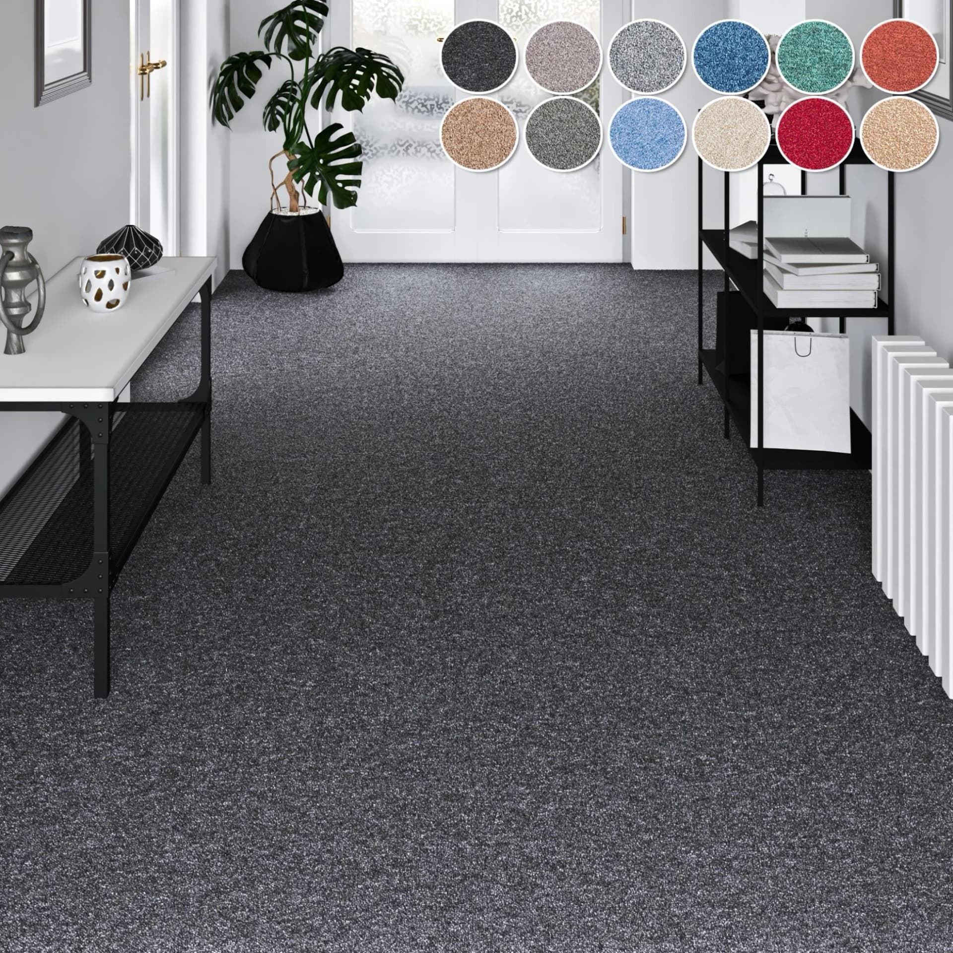MY HOME Teppichboden Fortis Schlinge Grau Schwarz Modern