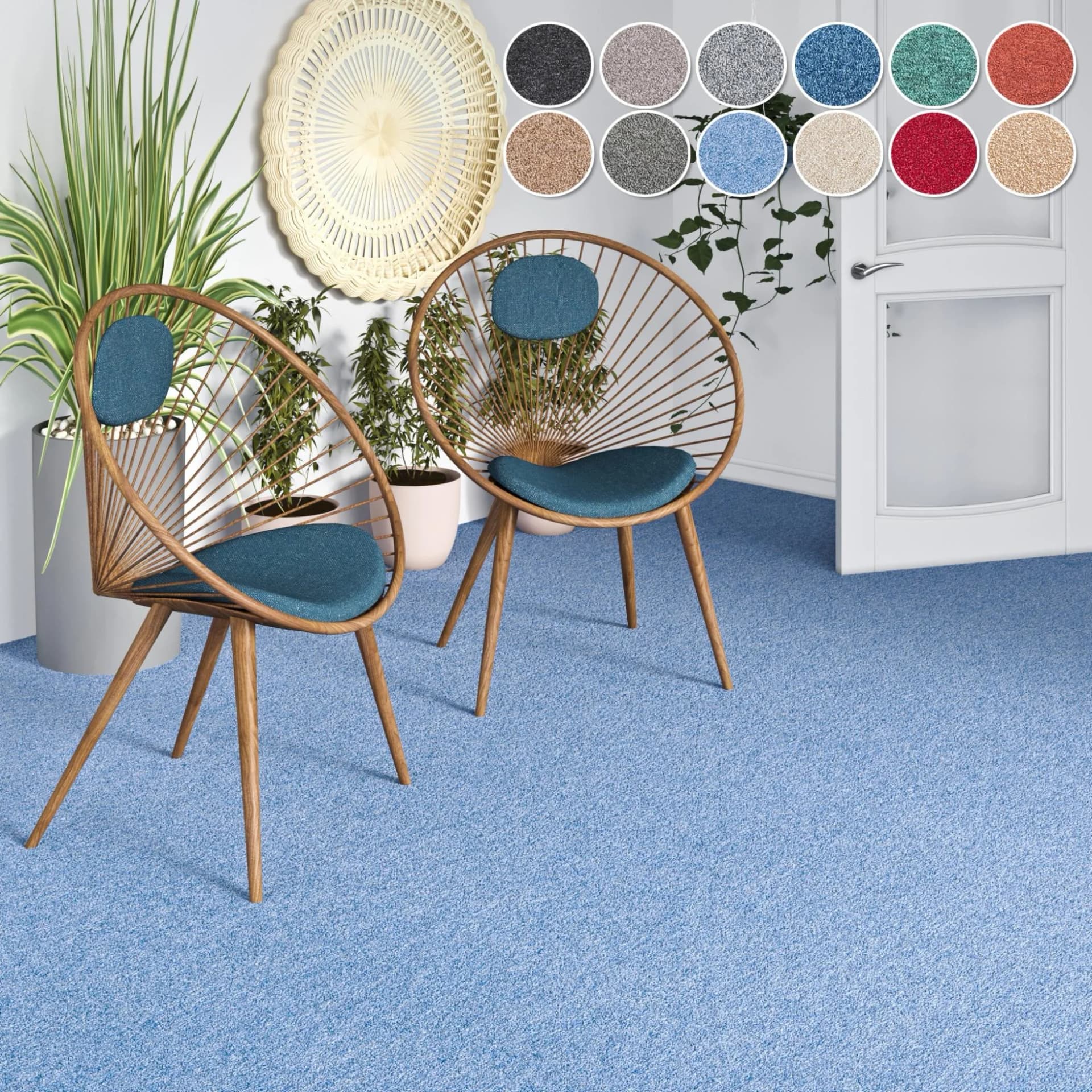 MY HOME Teppichboden Fortis Blau Schlinge Meliert