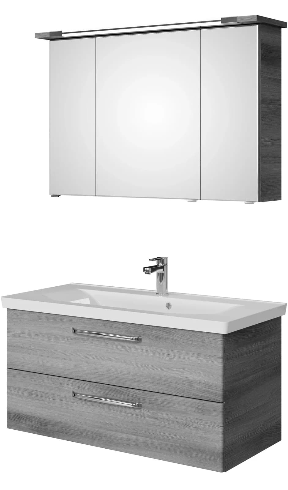 Badmöbel-Set SAPHIR Trentino 2-tlg. mit LED-Profil Grau