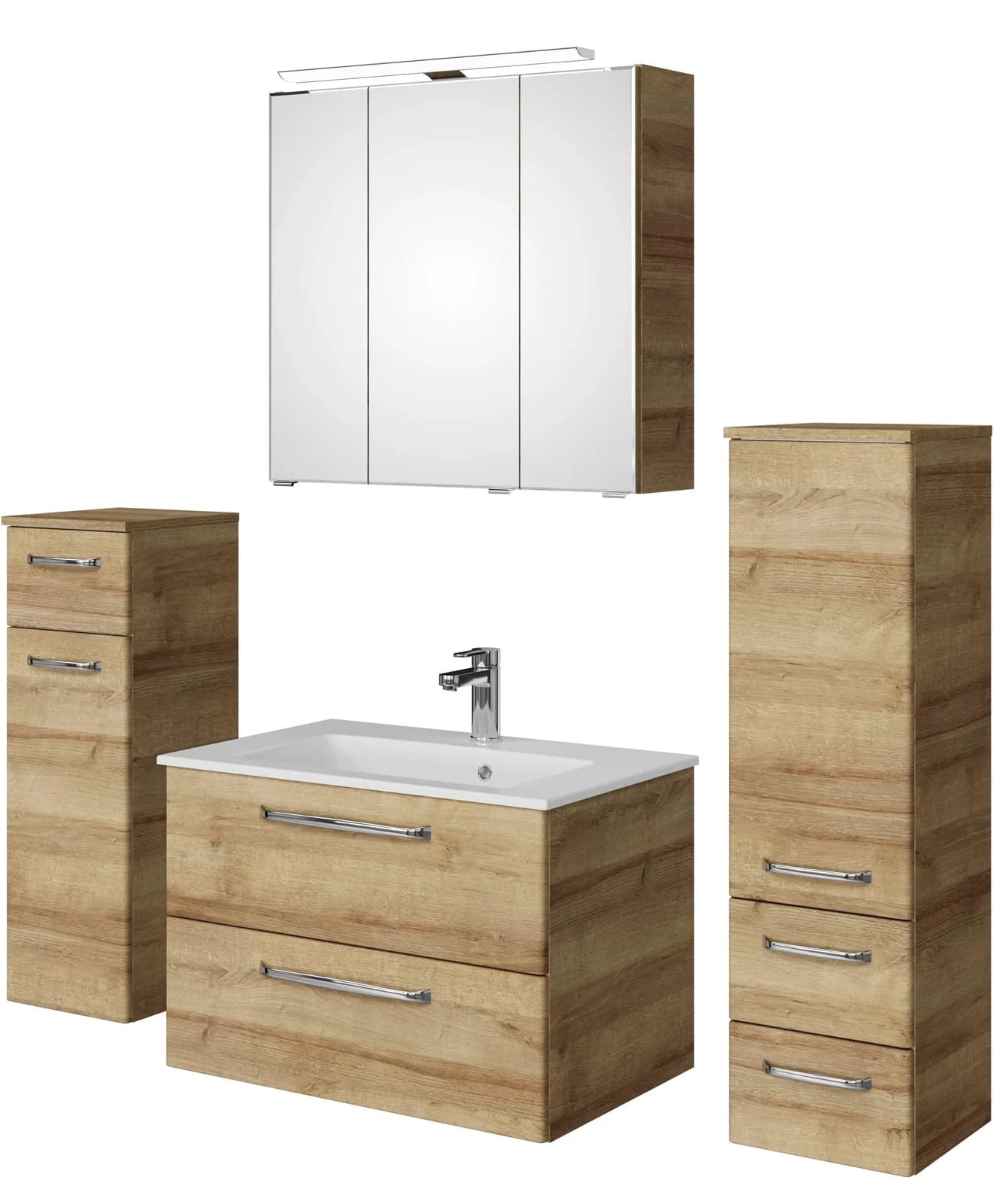 Baur Versand Badmöbel-Set Trentino 4-tlg Mineralmarmorwaschtisch LED-Spiegelschrank