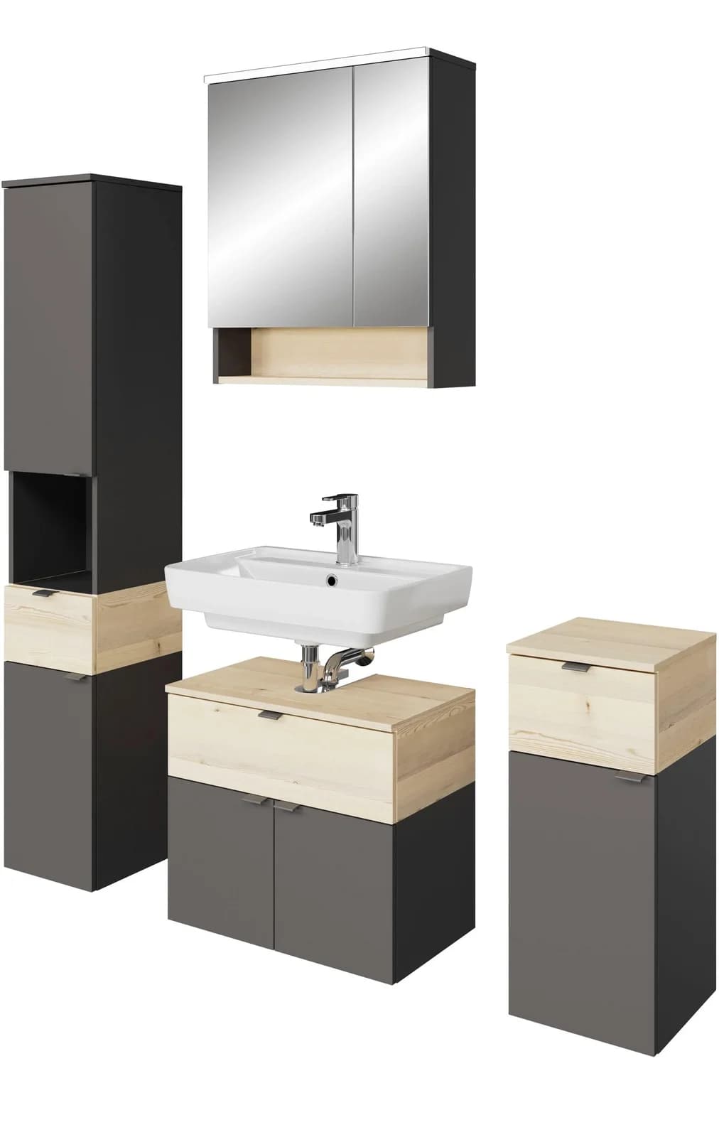 Badmöbel-Set SAPHIR "Quickset 394" Quarzgrau Matt