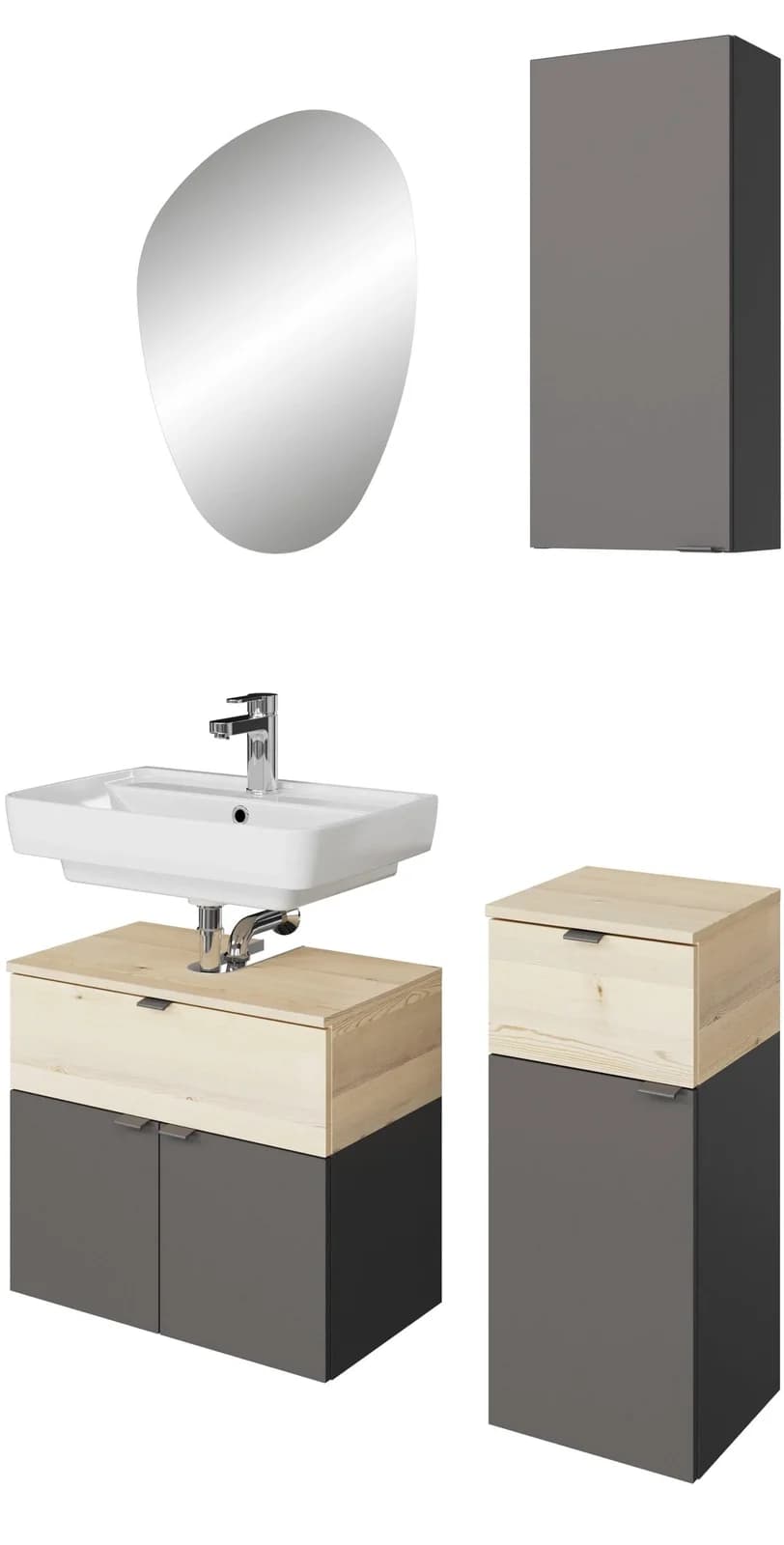 Badmöbel-Set SAPHIR Quickset 394 Grau Quarzgrau Matt