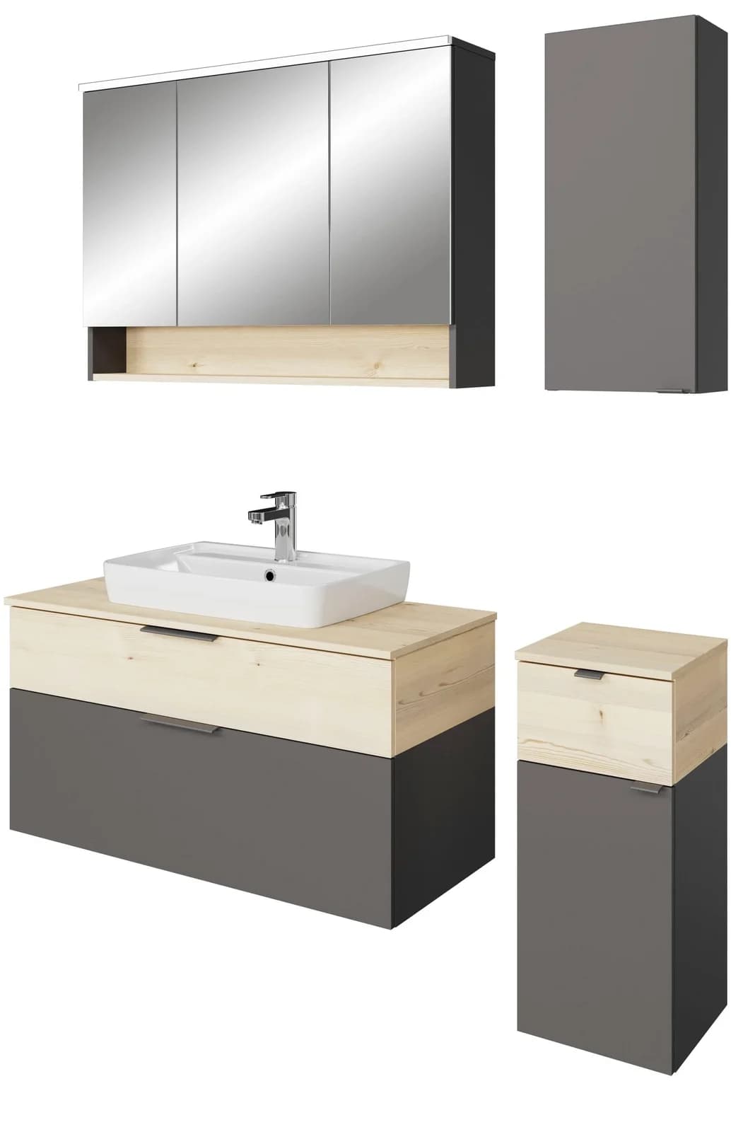 Badmöbel-Set SAPHIR Quickset 394 Quarzgrau Matt