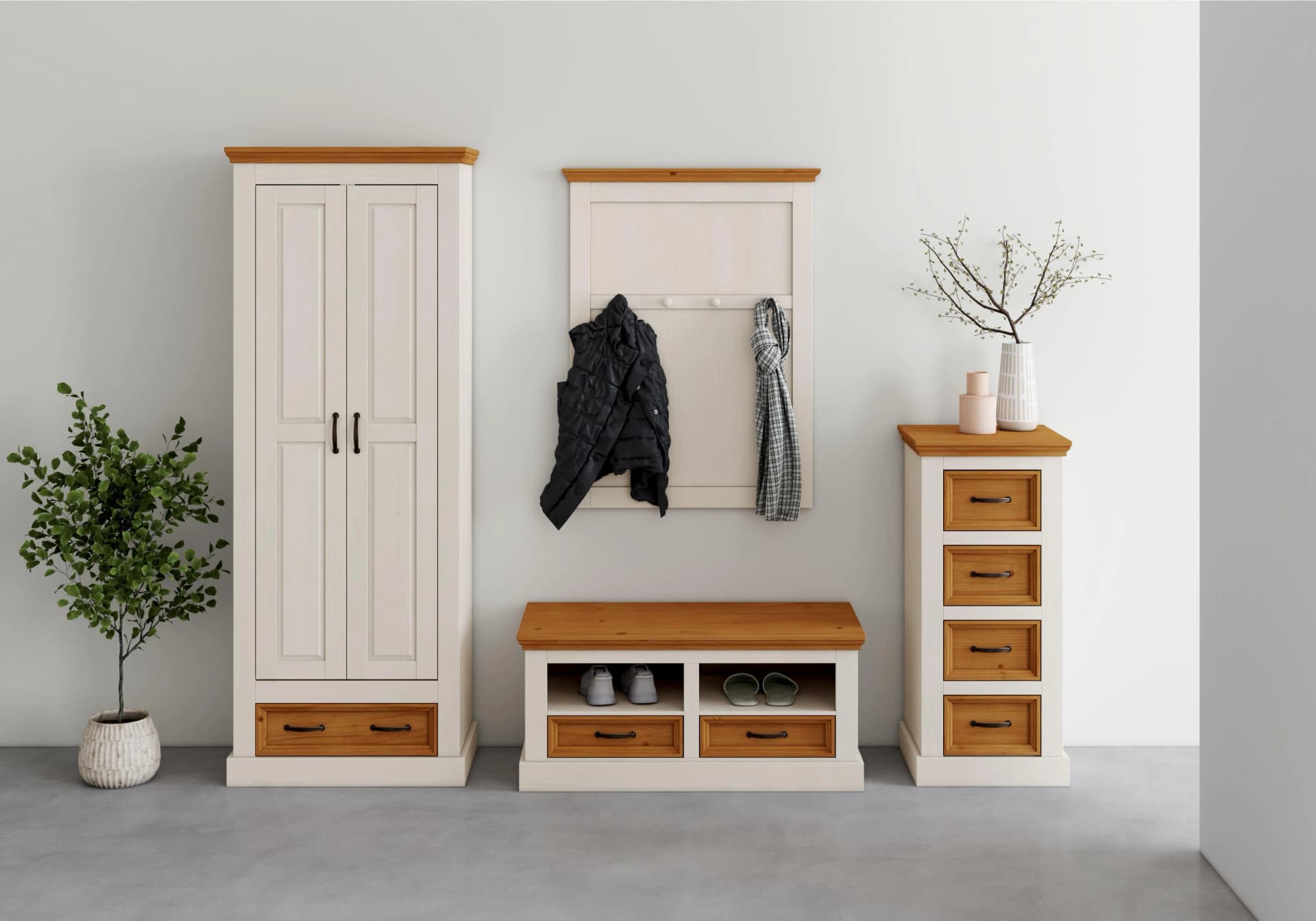 OTTO HOME Garderobenschrank Selma Weiß Massivholz