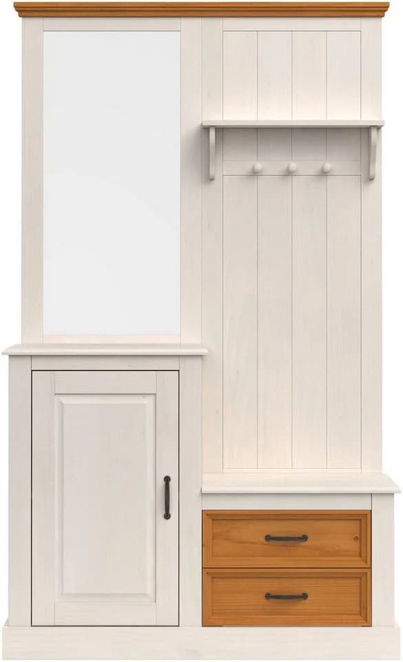 OTTO home Kompaktgarderobe Selma Massivholz Weiß mit Spiegel - Bild 4