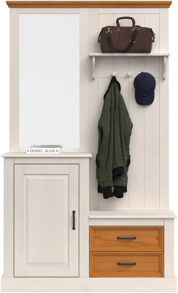 OTTO home Kompaktgarderobe Selma Massivholz Weiß mit Spiegel - Bild 5