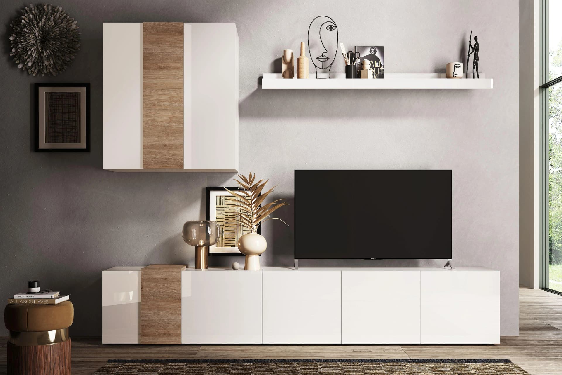 Home Affaire Wohnwand Venus 3-teilig Weiß Eiche Cadiz Modern