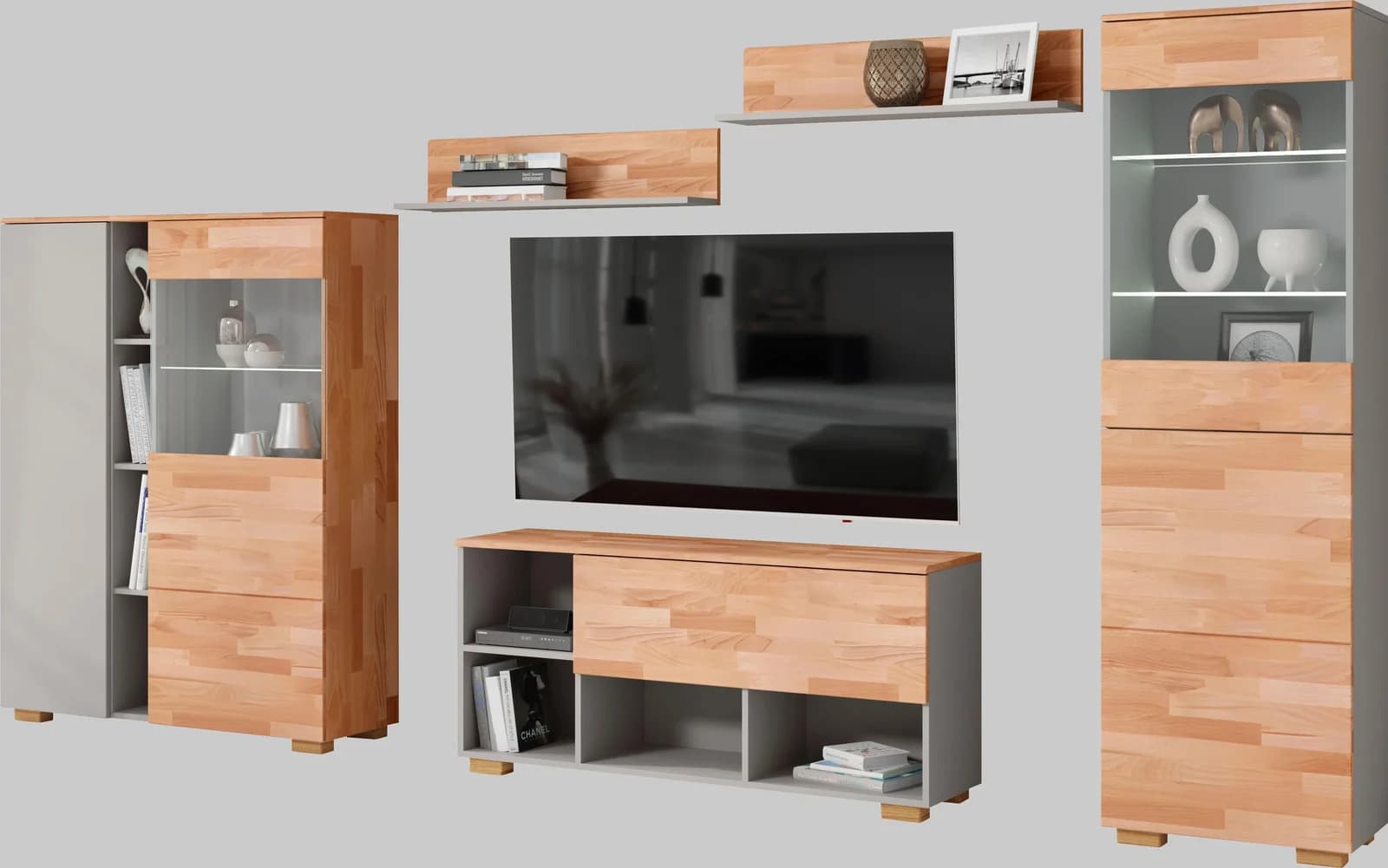 Wohnwand HOME AFFAIRE Braun und Grau