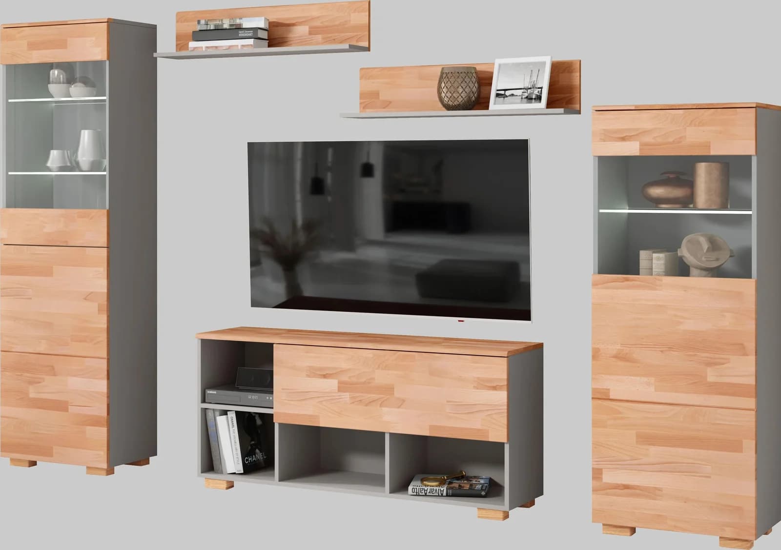 OTTO HOME Wohnwand Braun Grau Modern