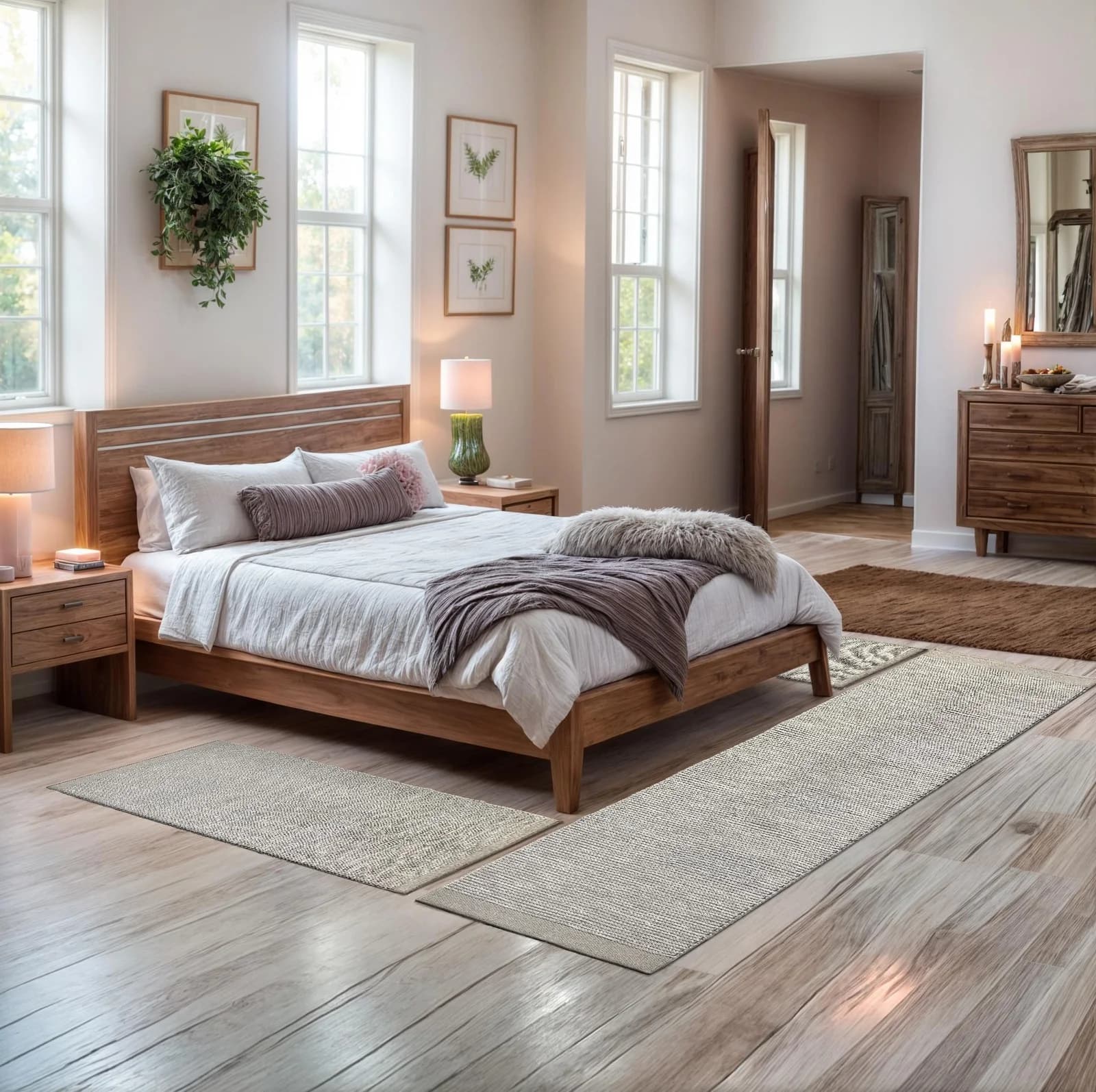 OTTO HOME Bettumrandung Odenne 3-tlg. Beige Grau Wolle