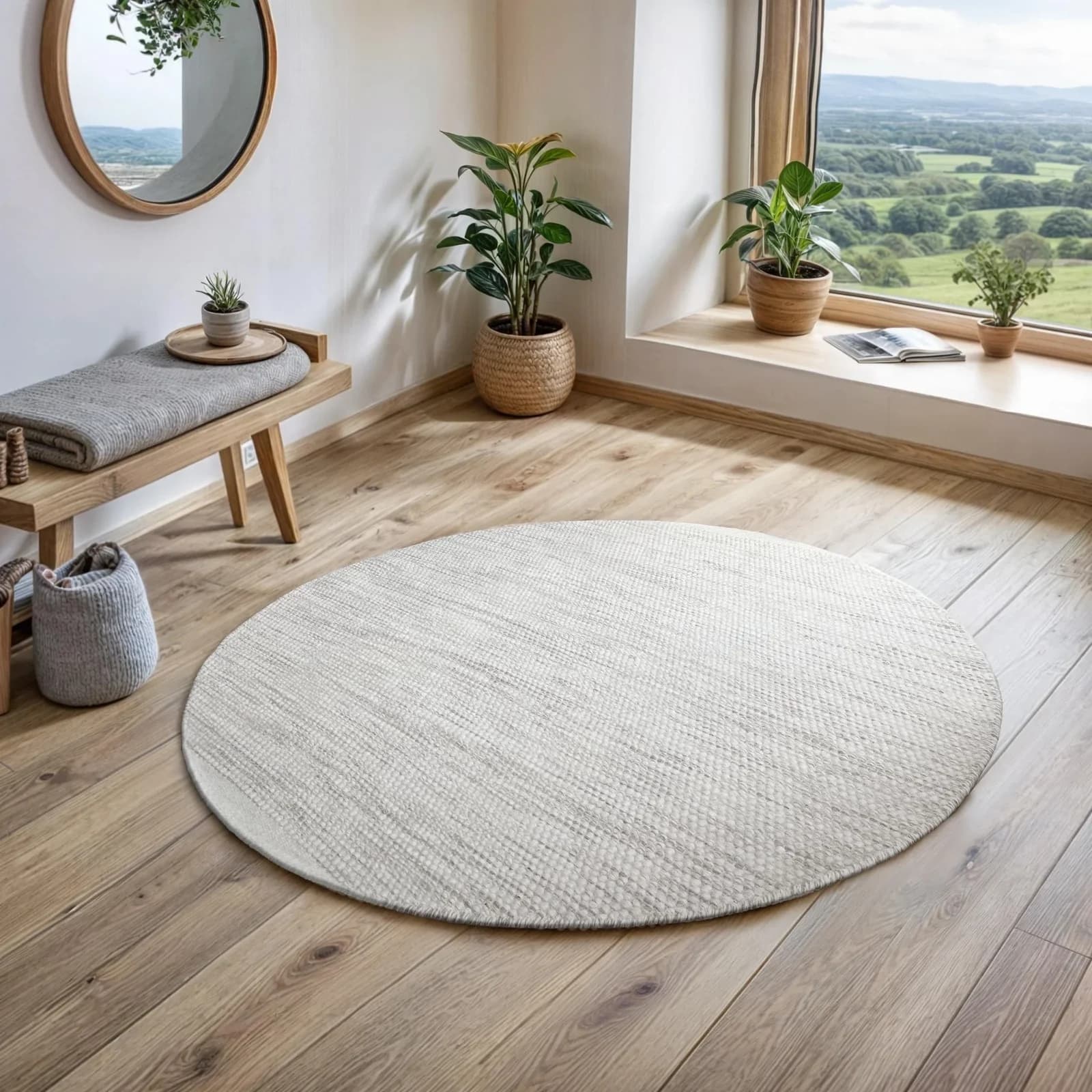 OTTO HOME Wollteppich Wolltraum Passion Beige Grau Rund