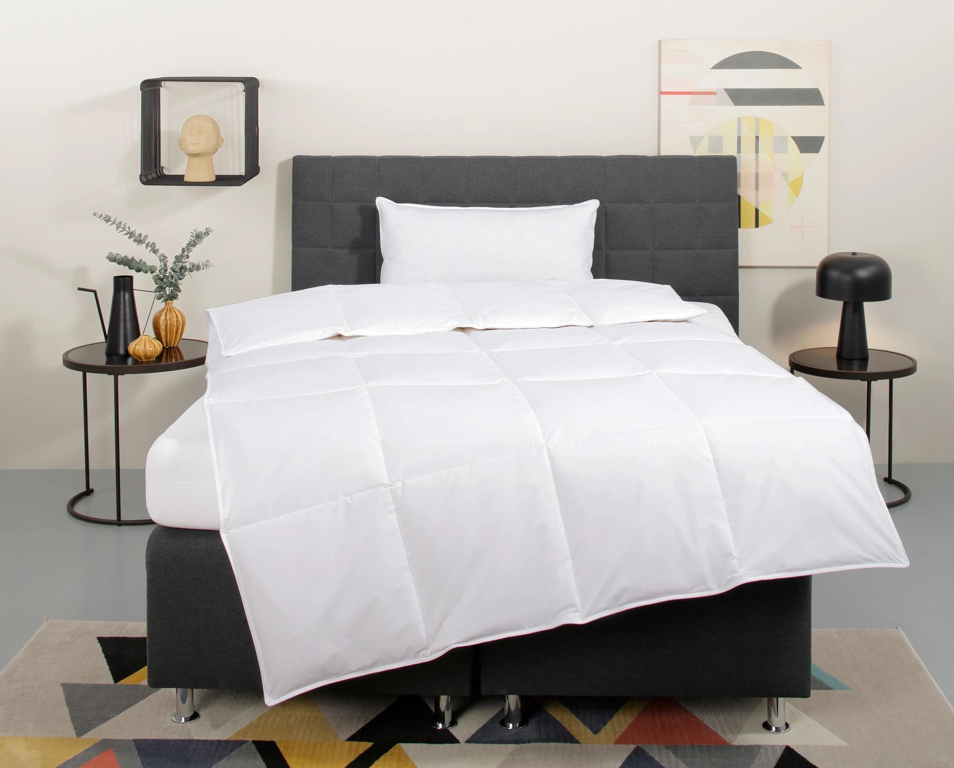OTTO HOME Daunenbettdecke + Kopfkissen Set Cyra Weiß Baumwolle