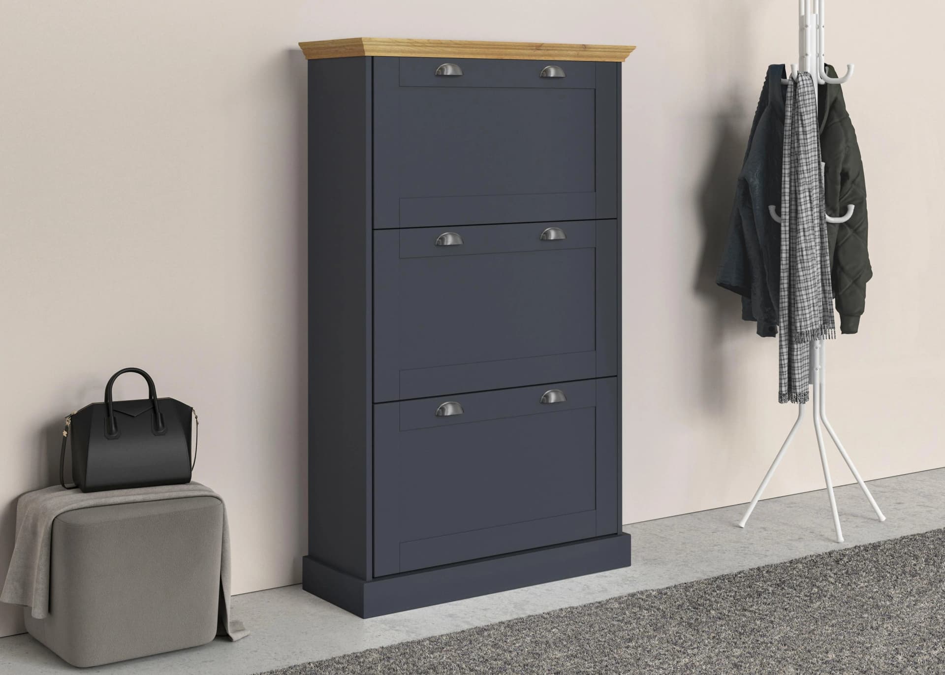 OTTO HOME Schuhschrank Motala Anthrazit Eiche 3 Klappen
