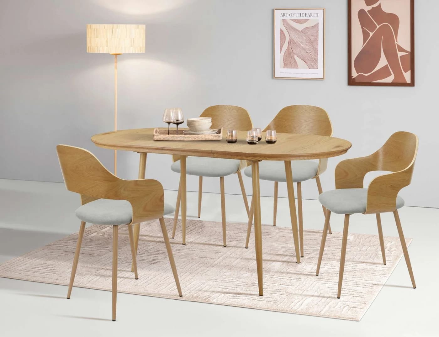 Home affaire Esstisch Belleville ausziehbar Eichefarben MDF Metall - Bild 3