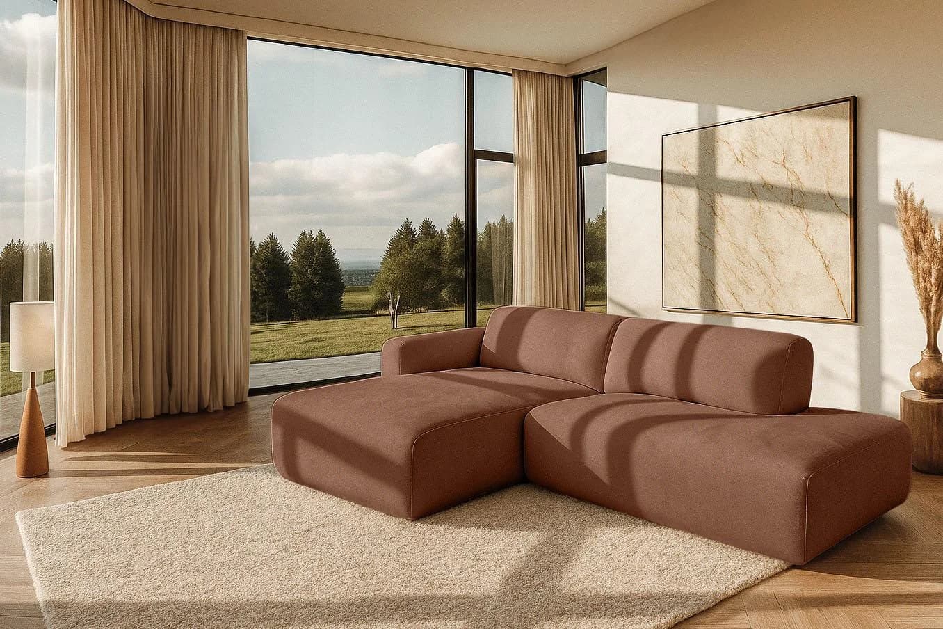 HOME AFFAIRE Ecksofa Myrland Kompaktsofa Rot Chenille Easy Clean