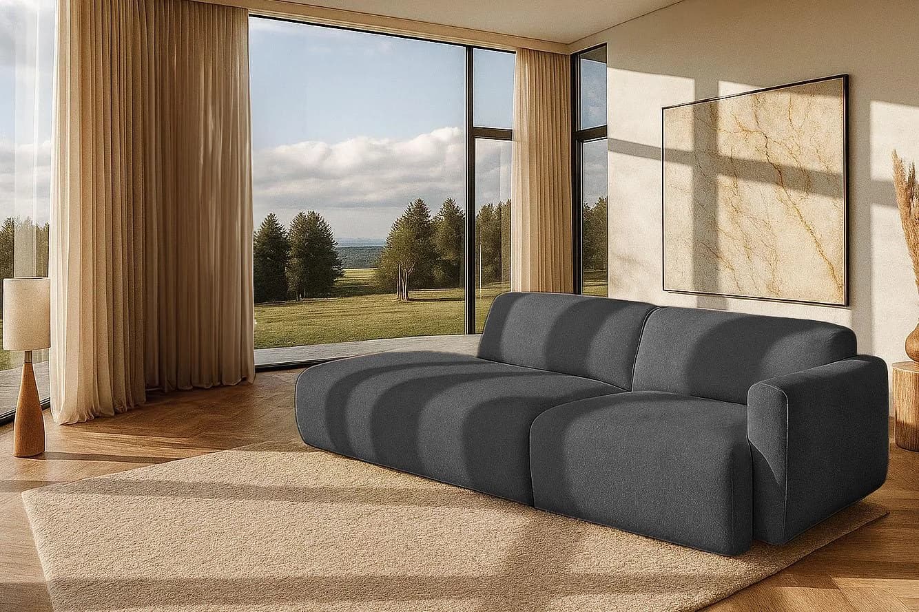 HOME AFFAIRE Myrland Kompaktsofa Grau Chenille Easy-Clean