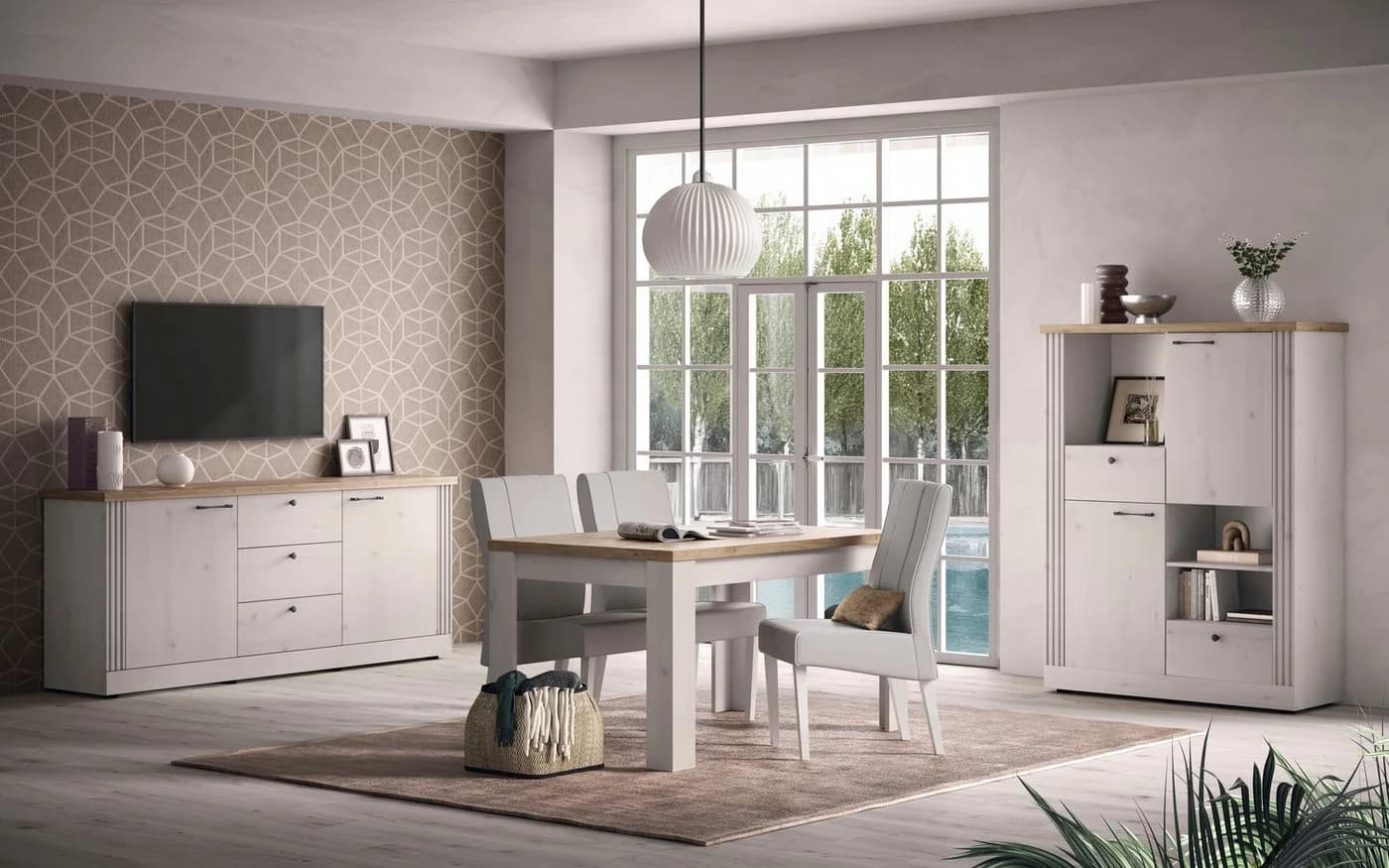 OTTO HOME Highboard Country Landhausstil Beige Braun - Bild 4