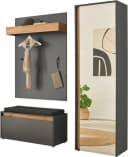 HOME AFFAIRE Garderoben-Set GIRON/CiTY Anthrazit mit Spiegel und Schuhbank Bild 1