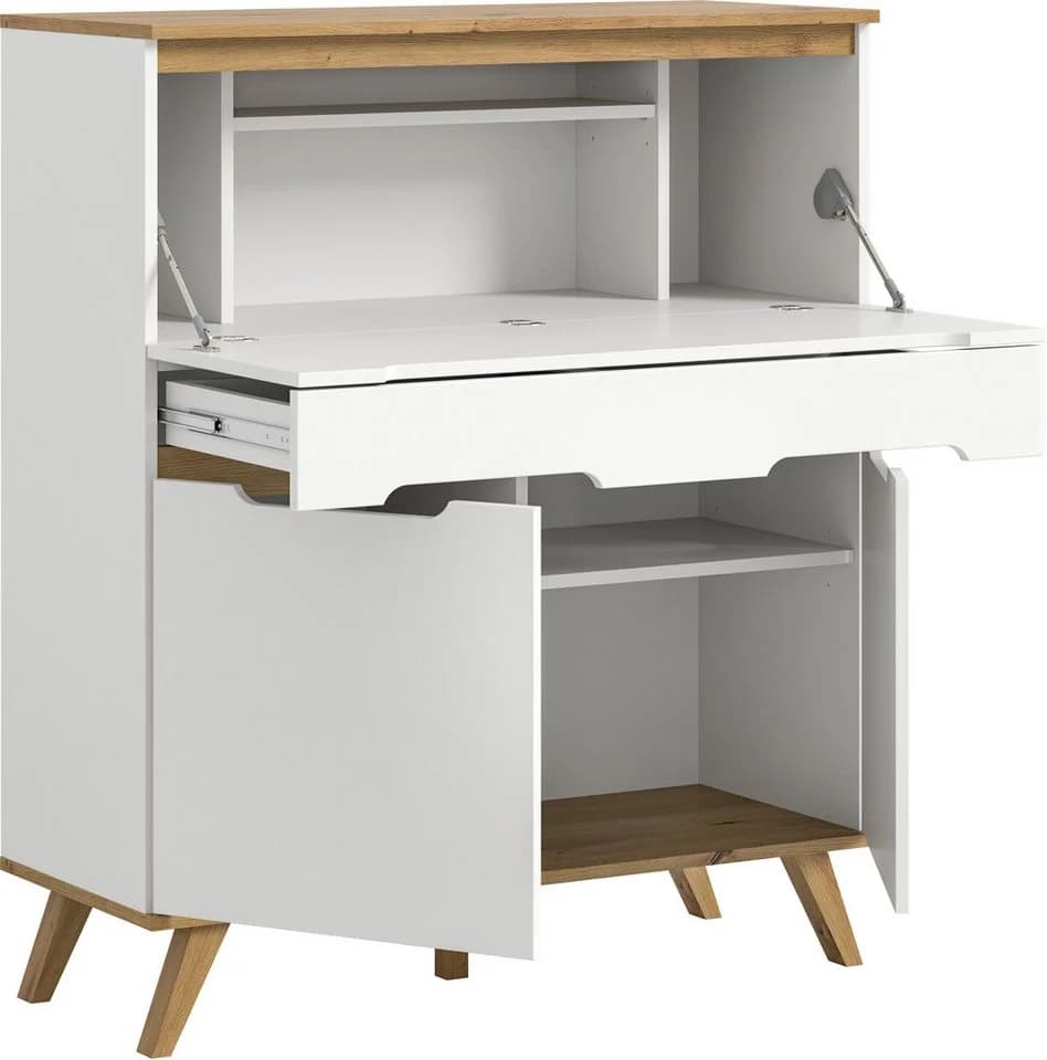 Home affaire Sekretär Alesund Weiß Skandi-Look mit Klappfunktion - Bild 4