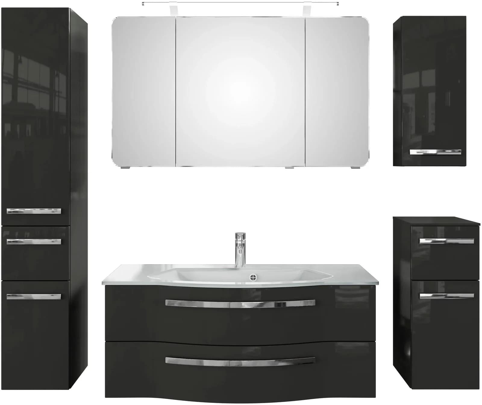 Badmöbel-Set SAPHIR Serie 4005 vormontiert Glaswaschbecken Spiegelschrank Grau Baur Versand