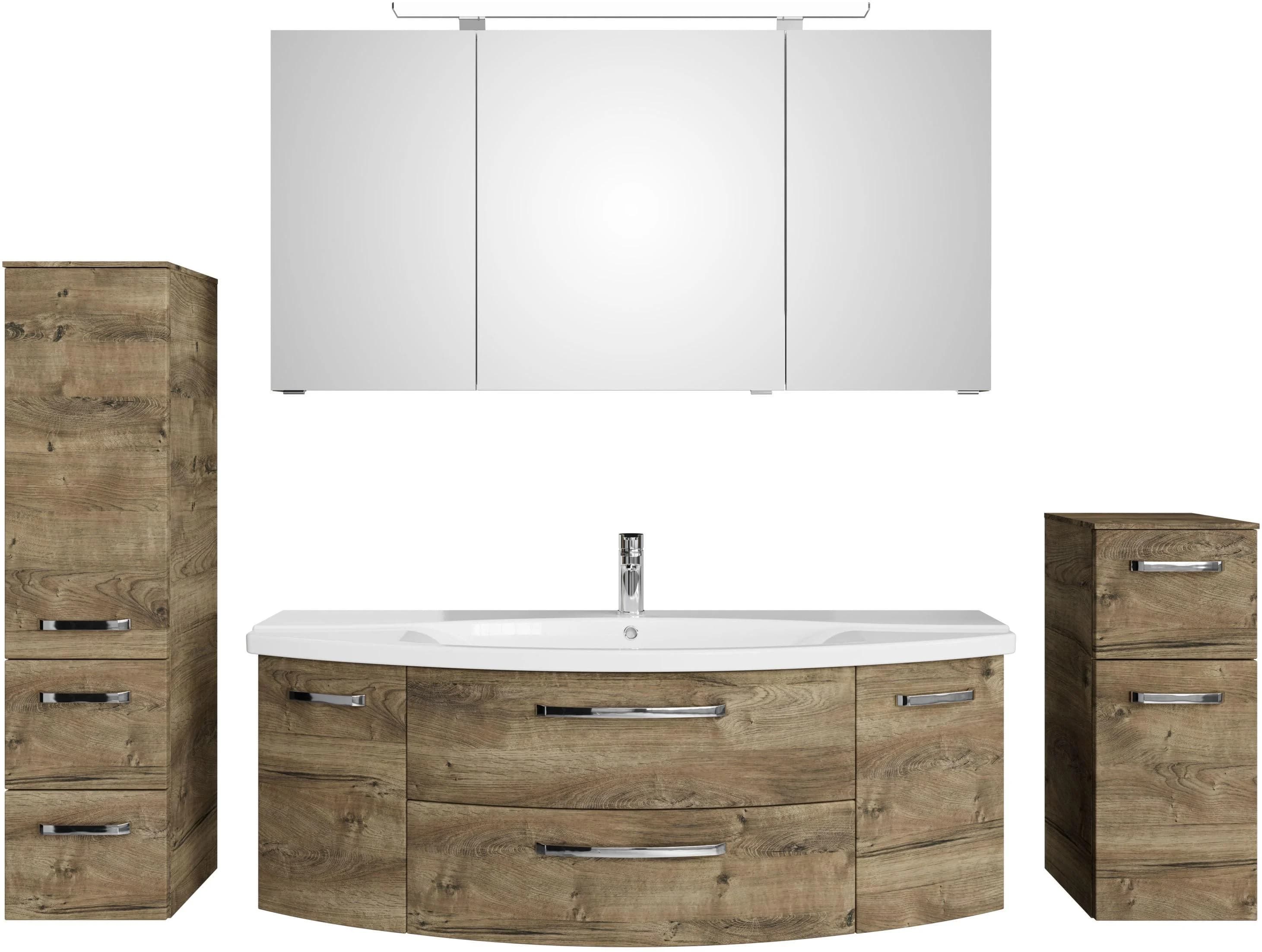 Badmöbel-Set SAPHIR Serie 4010 4-teilig Keramik-Waschtisch mit LED-Spiegelschrank