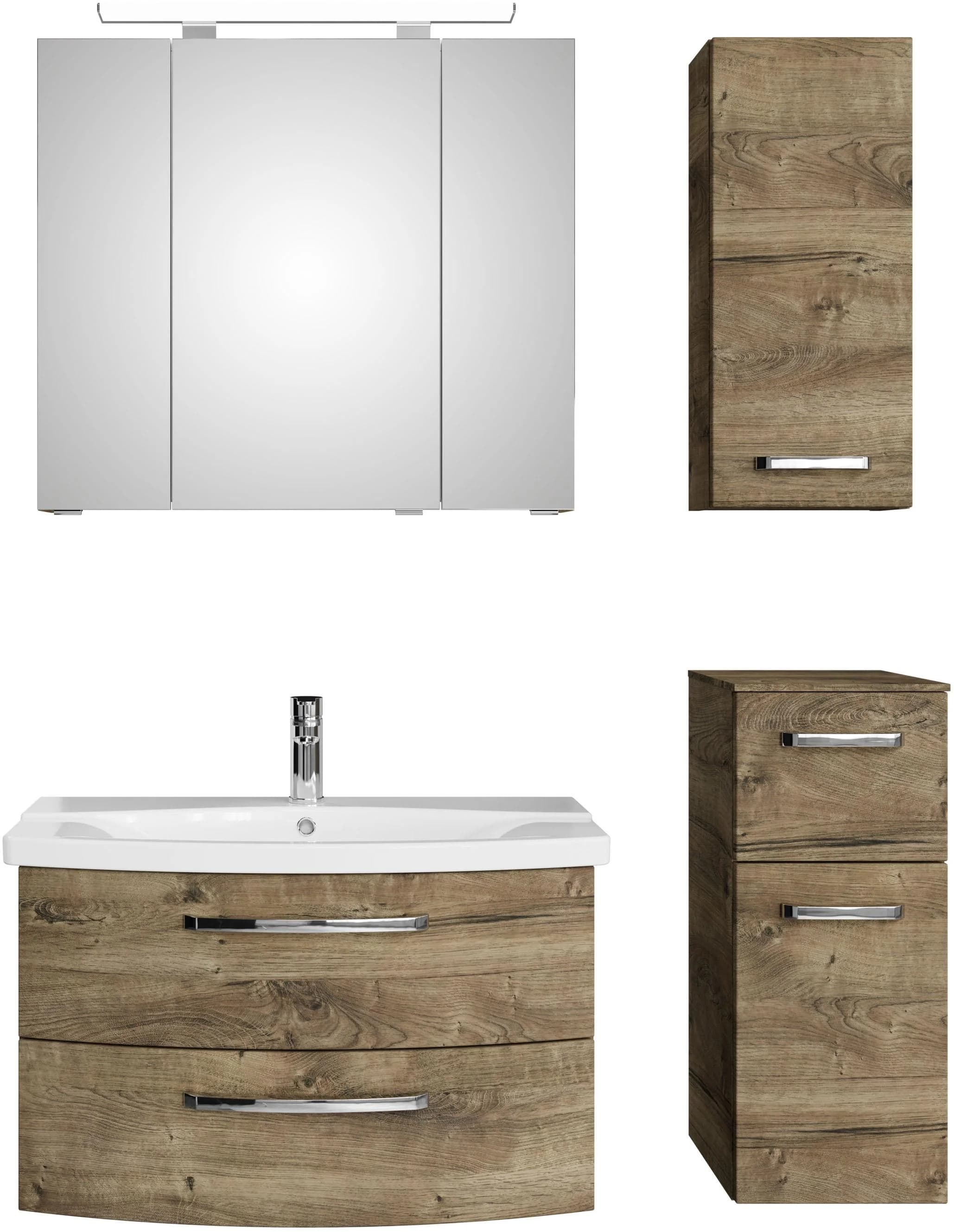 Badmöbel-Set SAPHIR Serie 4010 4-teilig Keramik-Waschtisch mit LED-Spiegelschrank
