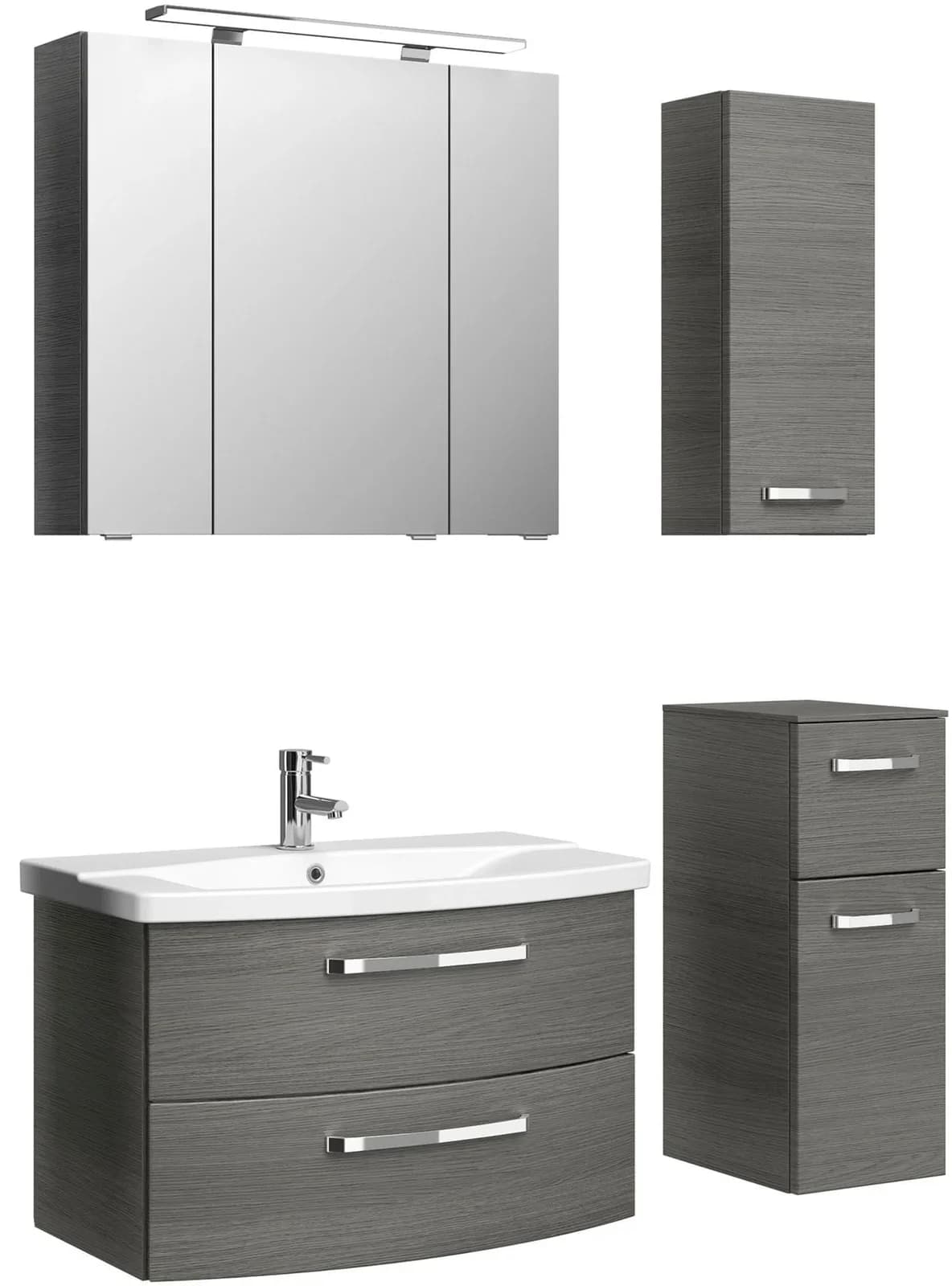 Badmöbel-Set SAPHIR Serie 4010 4-teilig Keramik-Waschtisch mit LED-Spiegelschrank