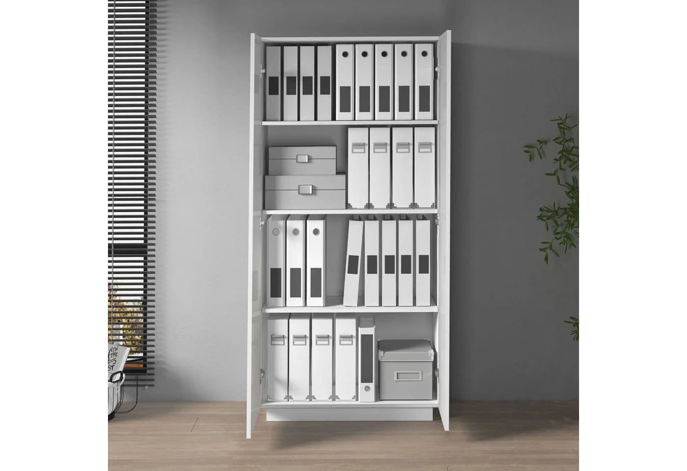HOME AFFAIRE Aktenschrank Vega Weiß Hochglanz 2 Türen - Bild 5