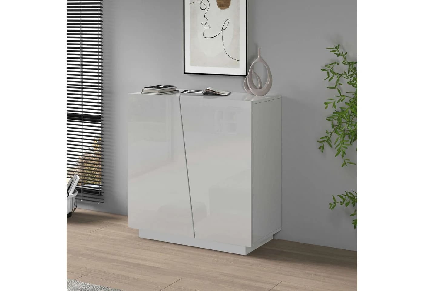 HOME AFFAIRE Aktenschrank Vega Weiß Hochglanz 2 Türen - Bild 3