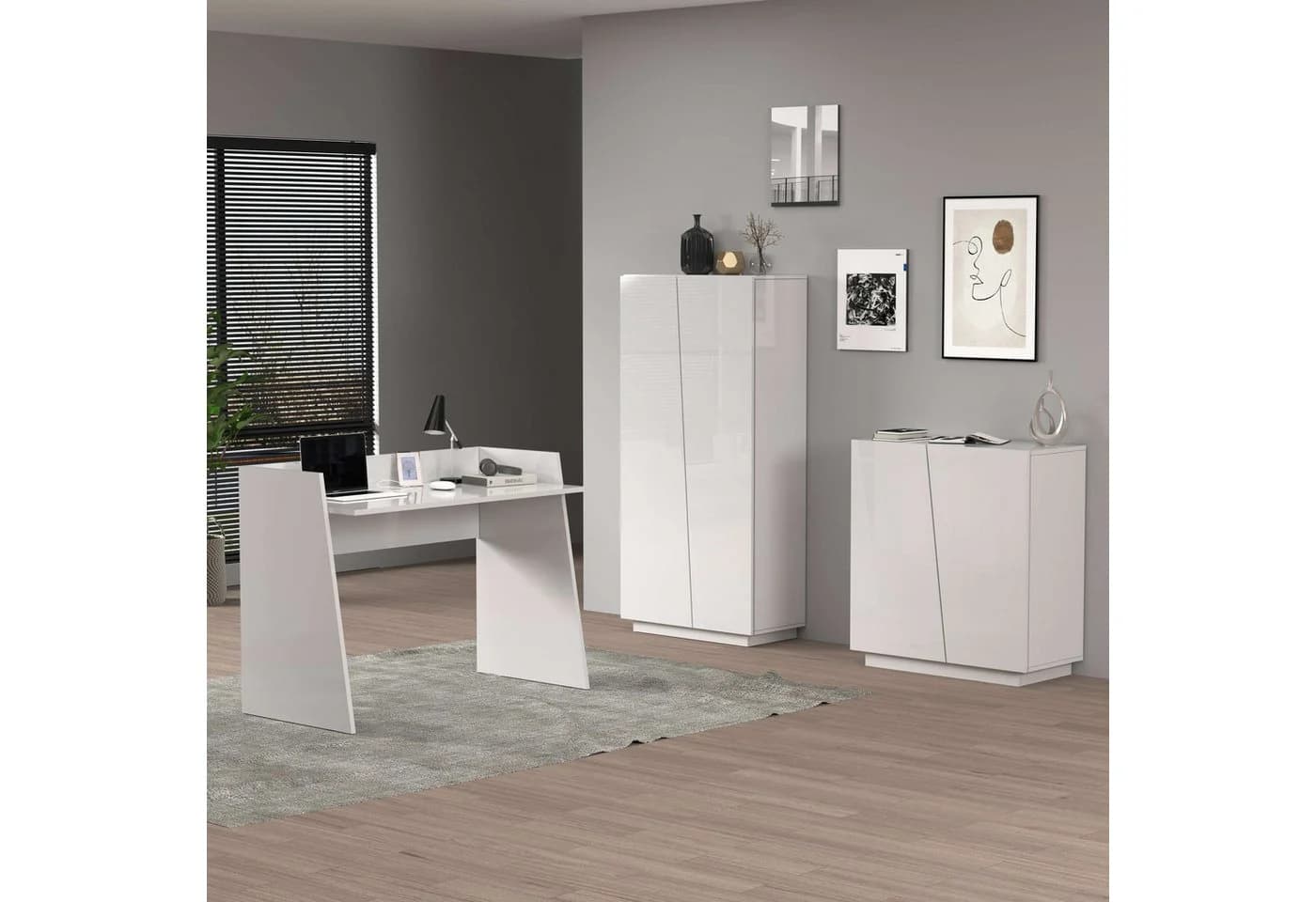 HOME AFFAIRE Aktenschrank Vega Weiß Hochglanz 2 Türen - Bild 4
