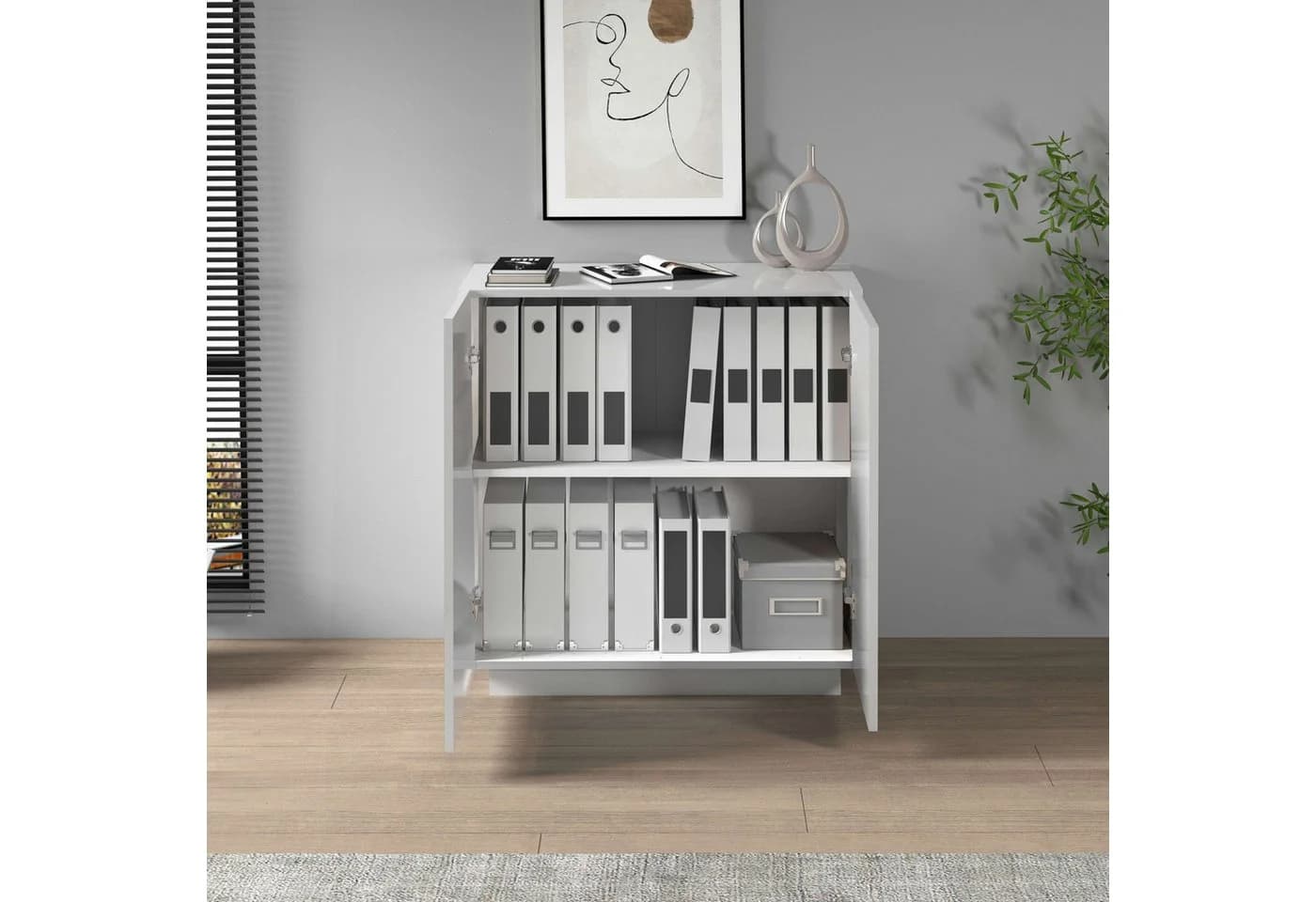 HOME AFFAIRE Aktenschrank Vega Weiß Hochglanz 2 Türen - Bild 5