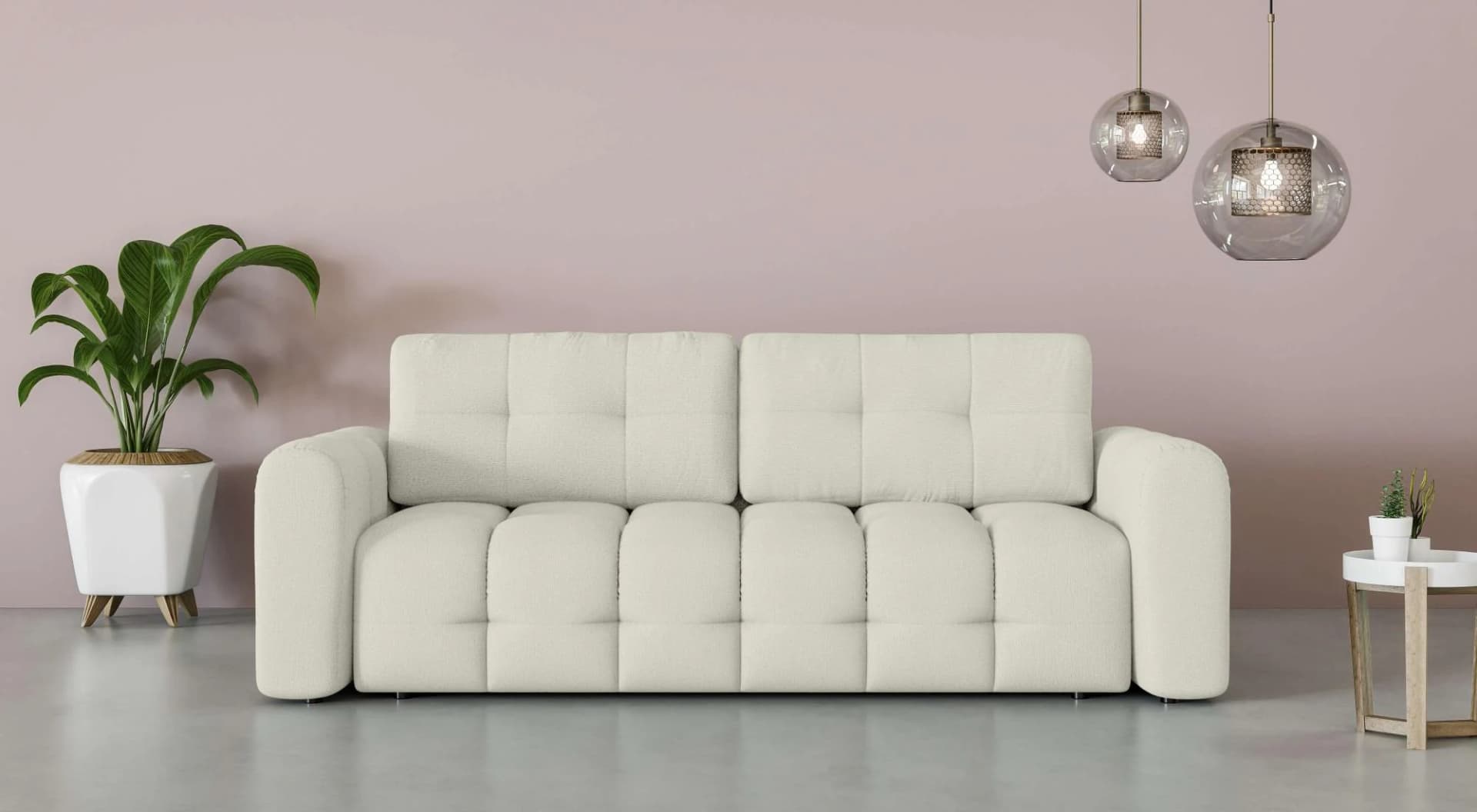 OTTO HOME Manilla 3-Sitzer Sofa mit Bettfunktion Creme