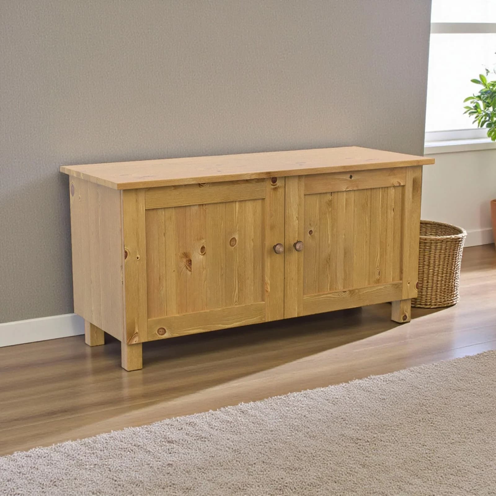 OTTO HOME Sitzbank Juventus Massivholz Beige mit Stauraum