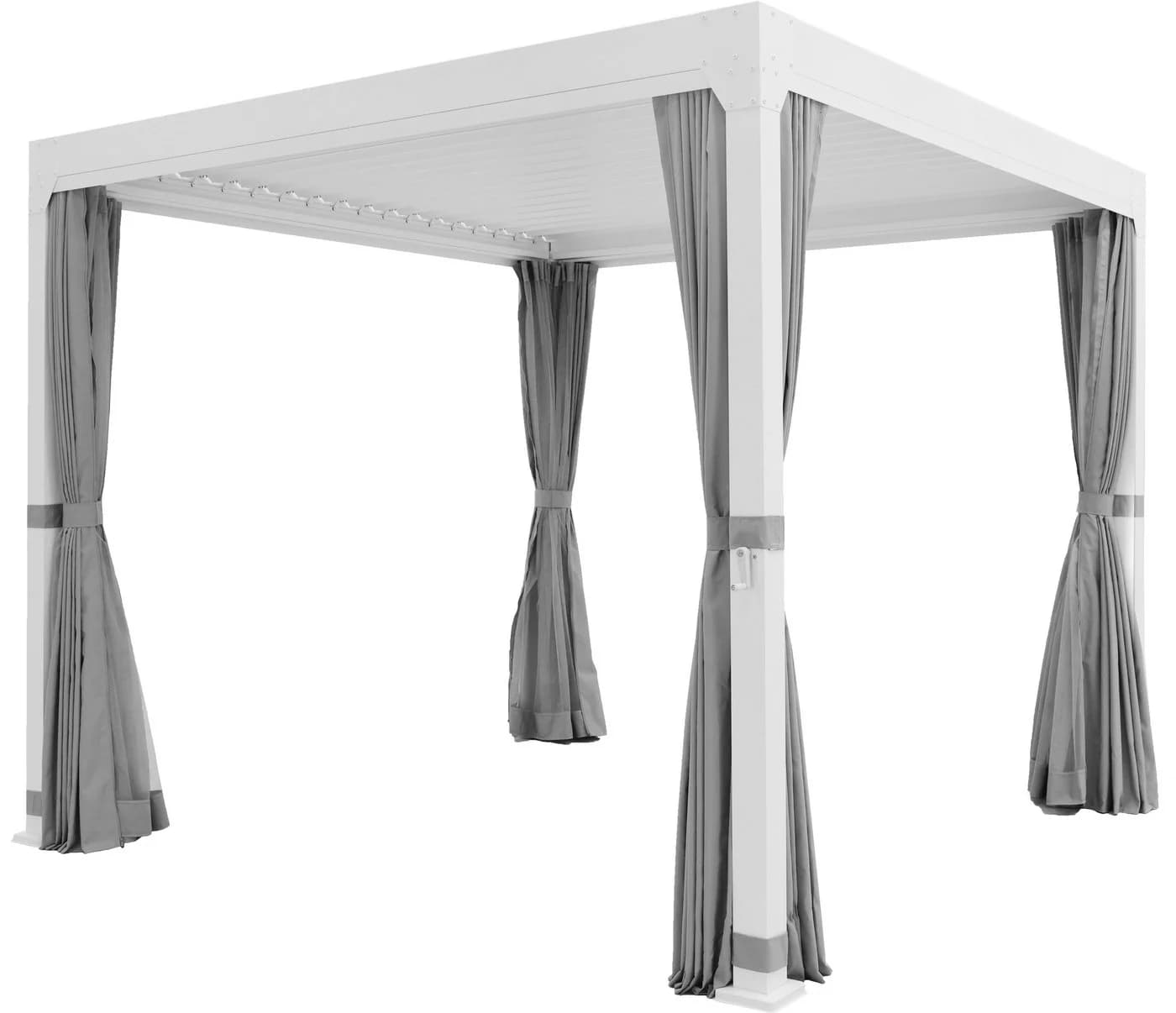 Konifera Pavillon Palma Pergola Lamellendach Weiß/Grau