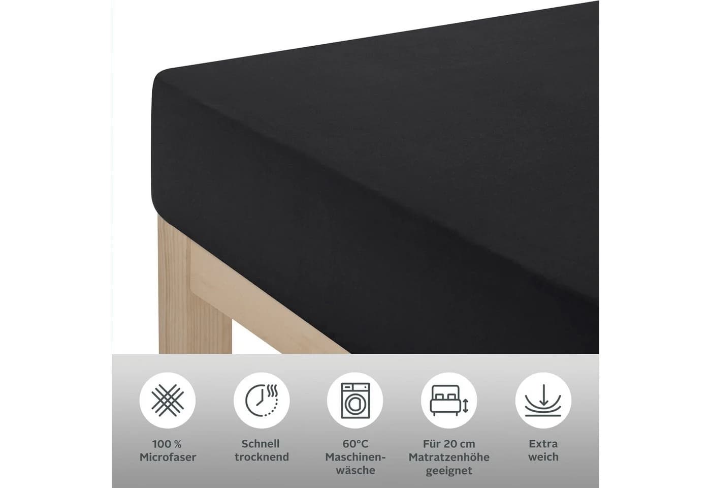 OTTO HOME Spannbettlaken Desner Schwarz Mikrofaser 180x200