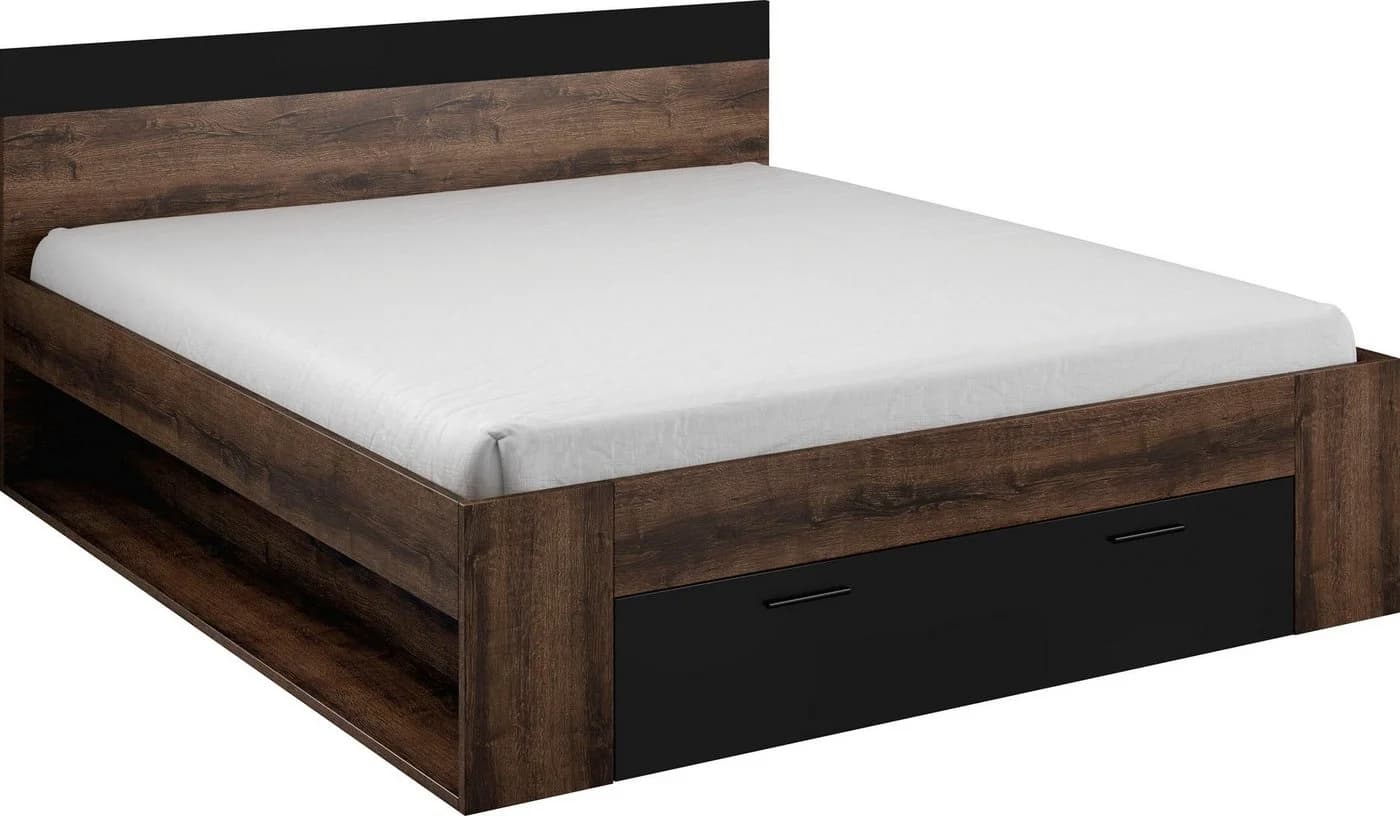 HOME AFFAIRE Stauraumbett Beta 180x200 cm Eiche/Schwarz