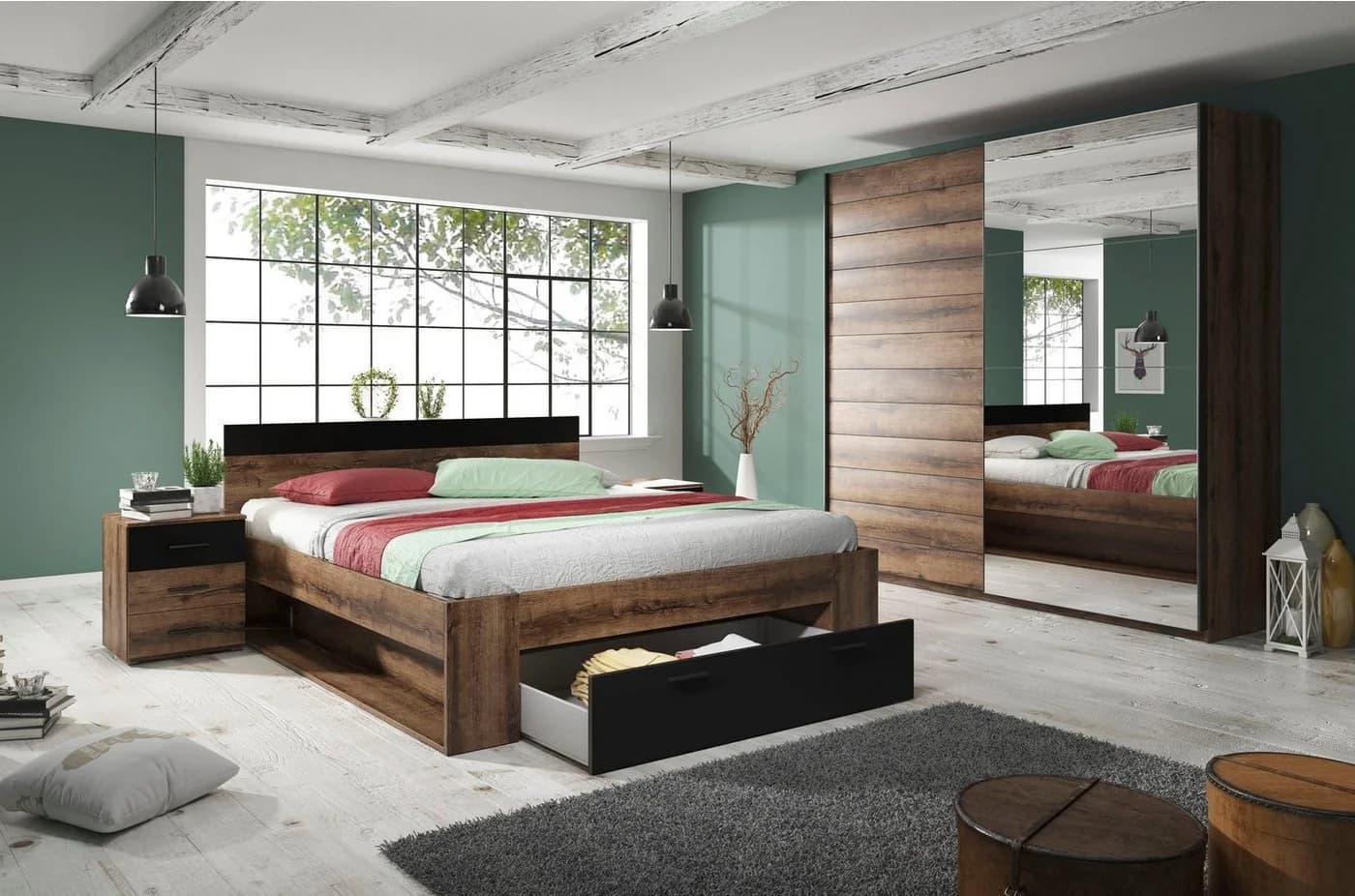 INOSIGN Beta Schlafzimmer-Set 4-tlg. Schwarz Eiche FSC - Bild 2