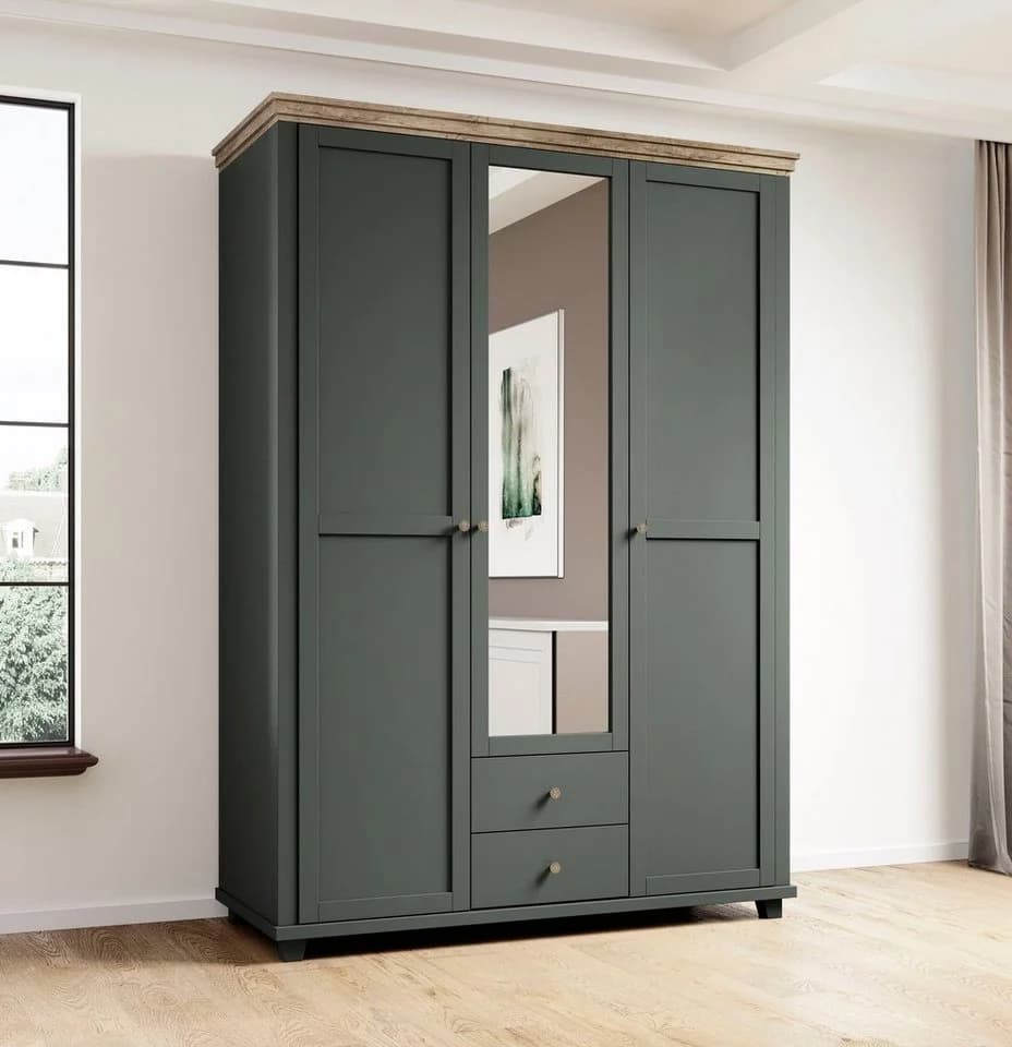 HOME AFFAIRE Kleiderschrank Evora Landhaus Grün mit Spiegeltür - Bild 2