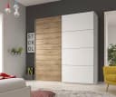 HOME AFFAIRE Galaxy Schiebetürenschrank 220cm Weiß/Eiche Bild 1