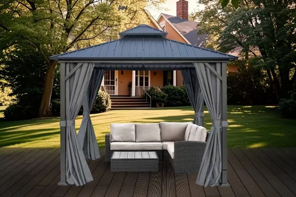 Pavillon KONIFERA Thasos Grau mit Doppeldach - Bild 2