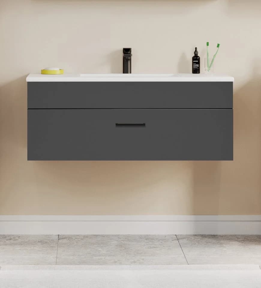 welltime Waschtisch Trento Light Anthrazit Matt mit Keramik-Auflagebecken