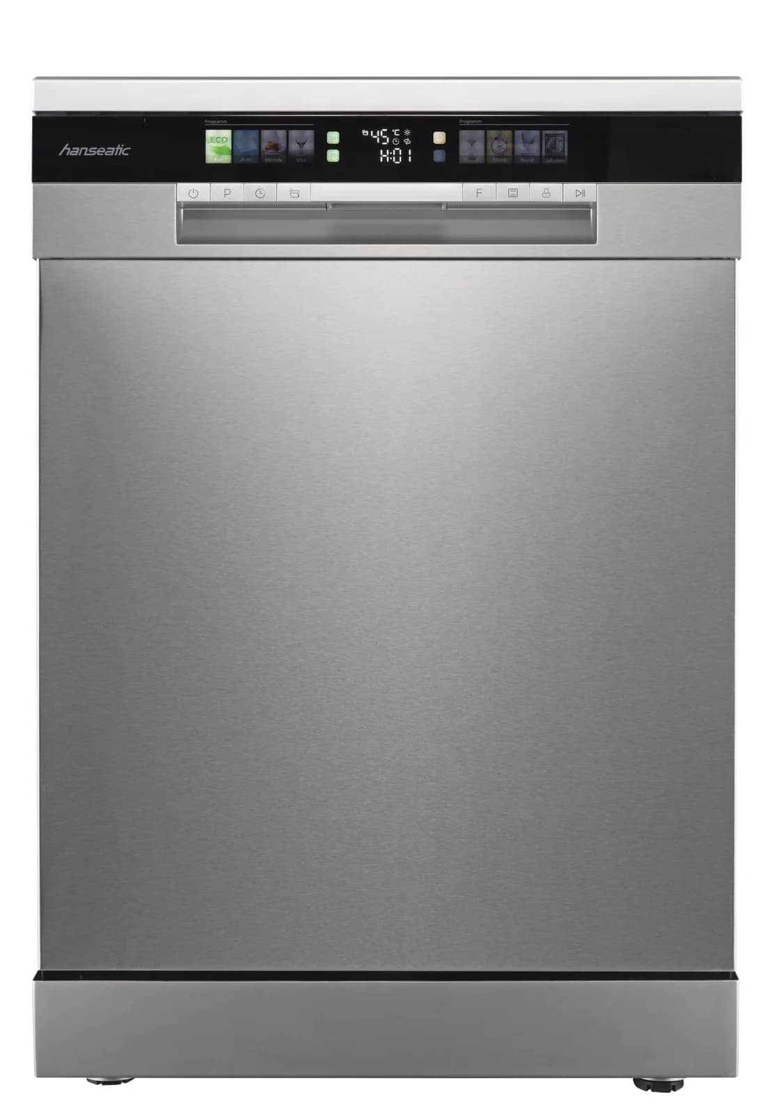 HANSEATIC Standgeschirrspüler HG6085A147831FS Silber Automatische Gerätetüröffnung