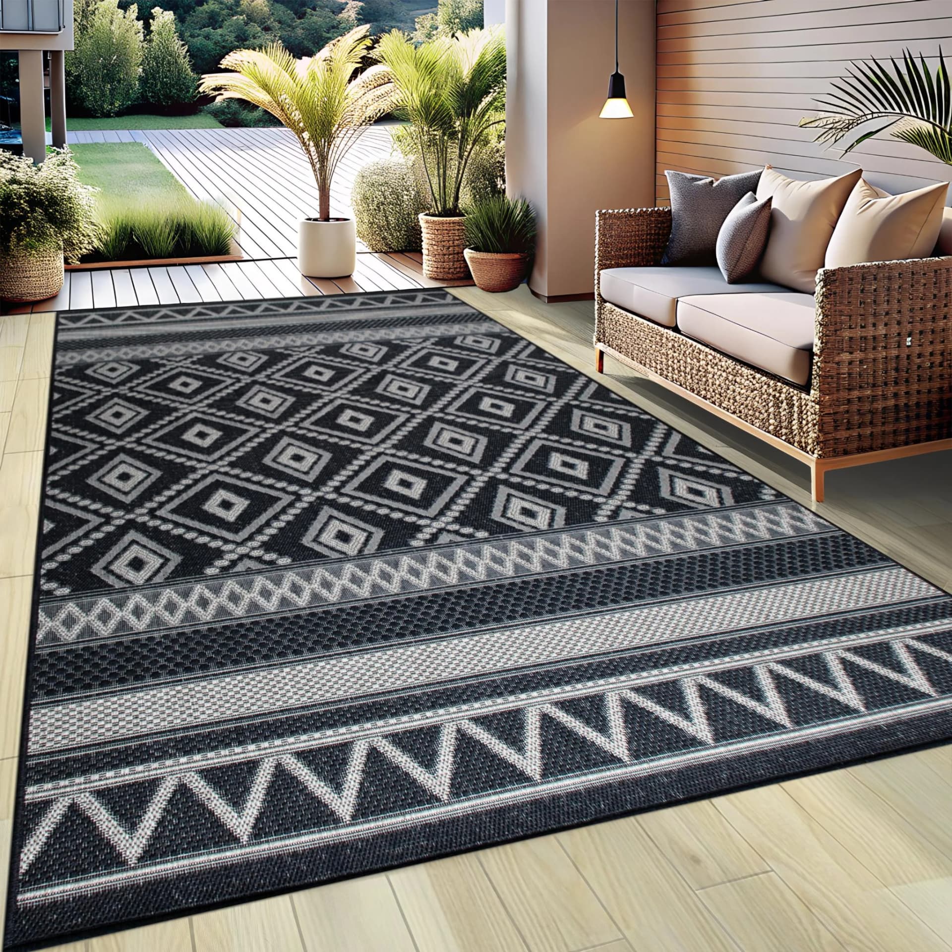 Teppich MY HOME Toronto Sisal-Optik Boho Schwarz